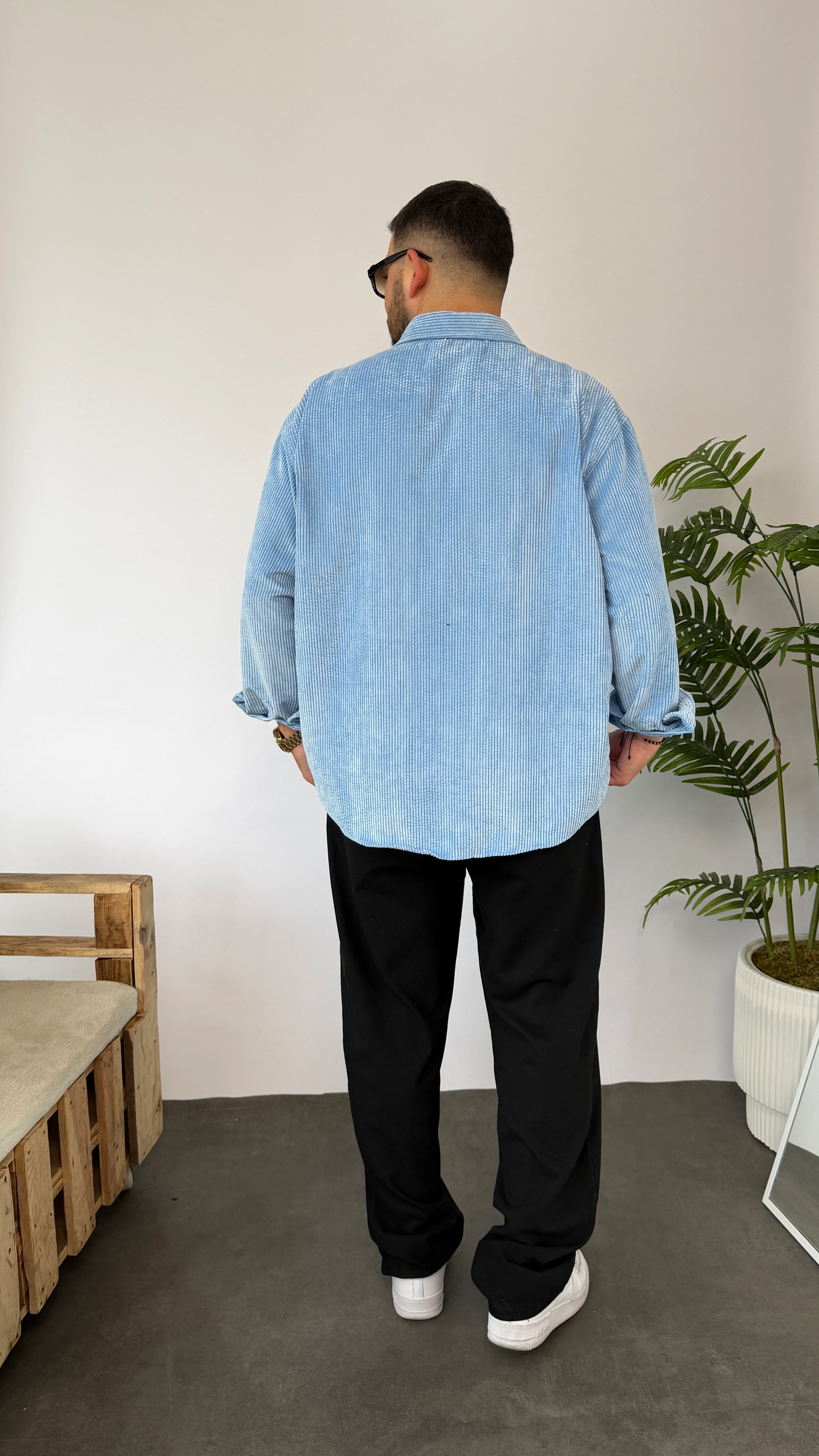 Giesto Bebe Mavisi Kadife Oversize Gömlek