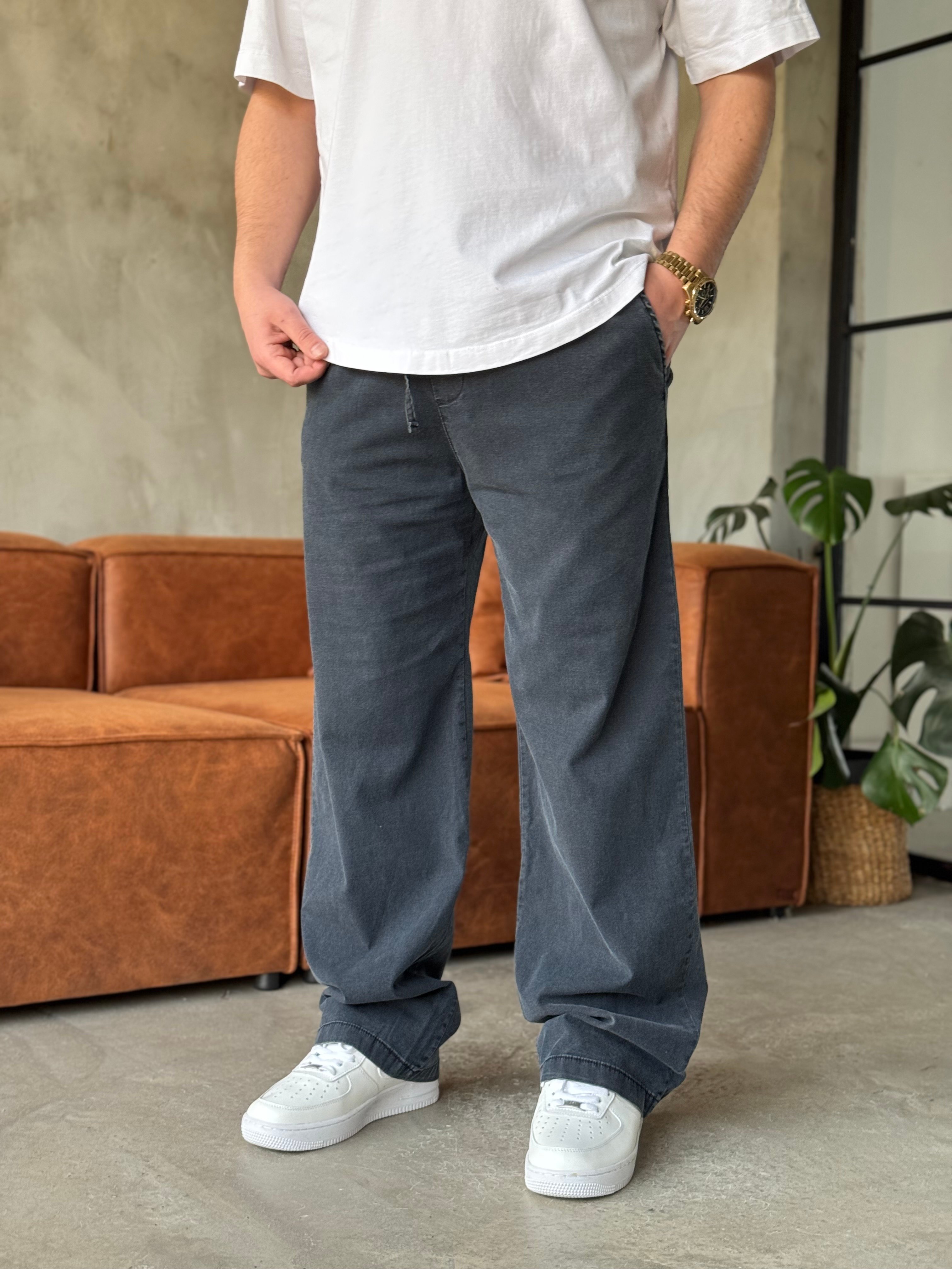 Tensel Yıkamalı Baggy Kalıp Pantolon