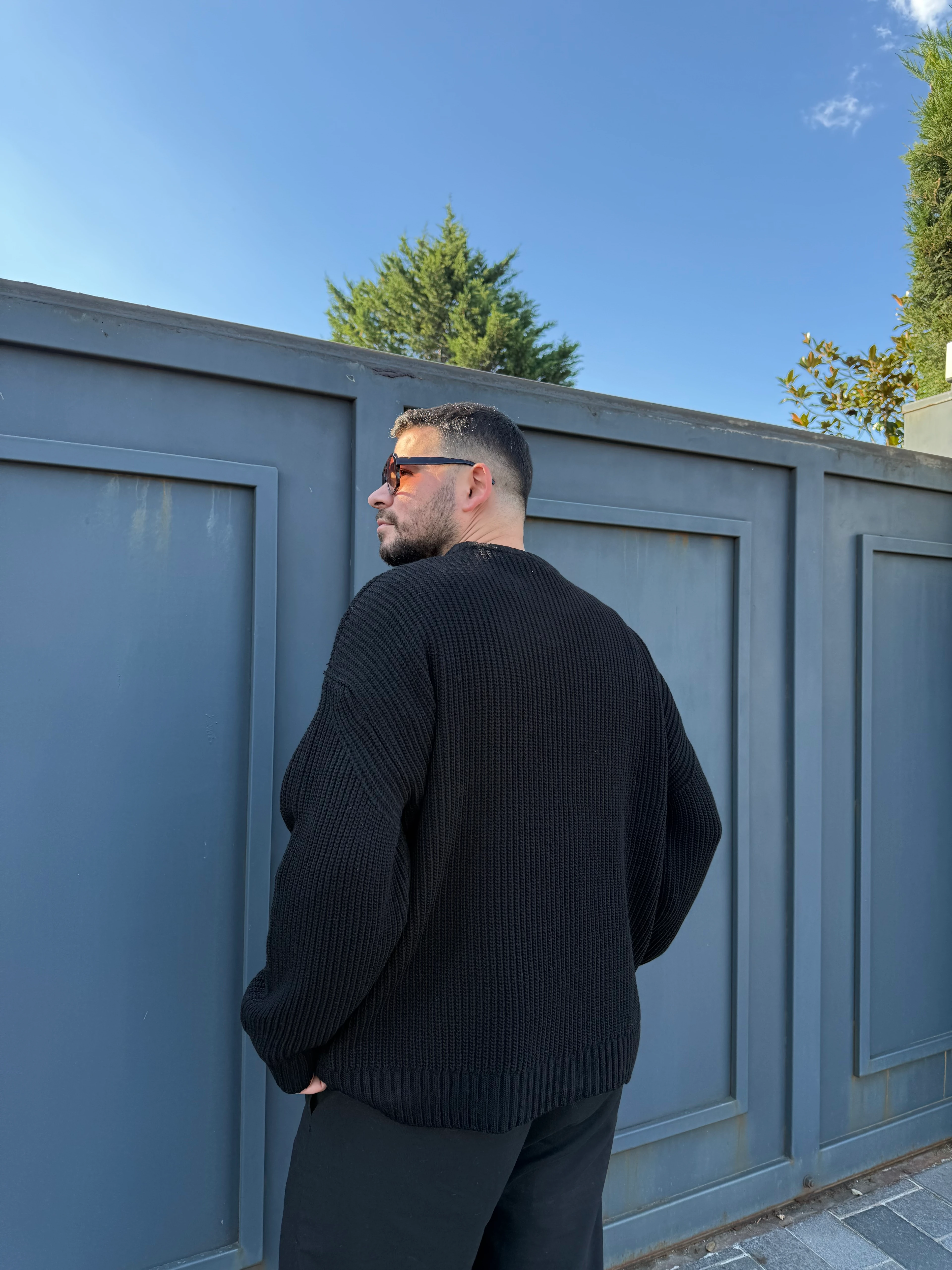 Giesto Siyah Oversize Triko Kazak