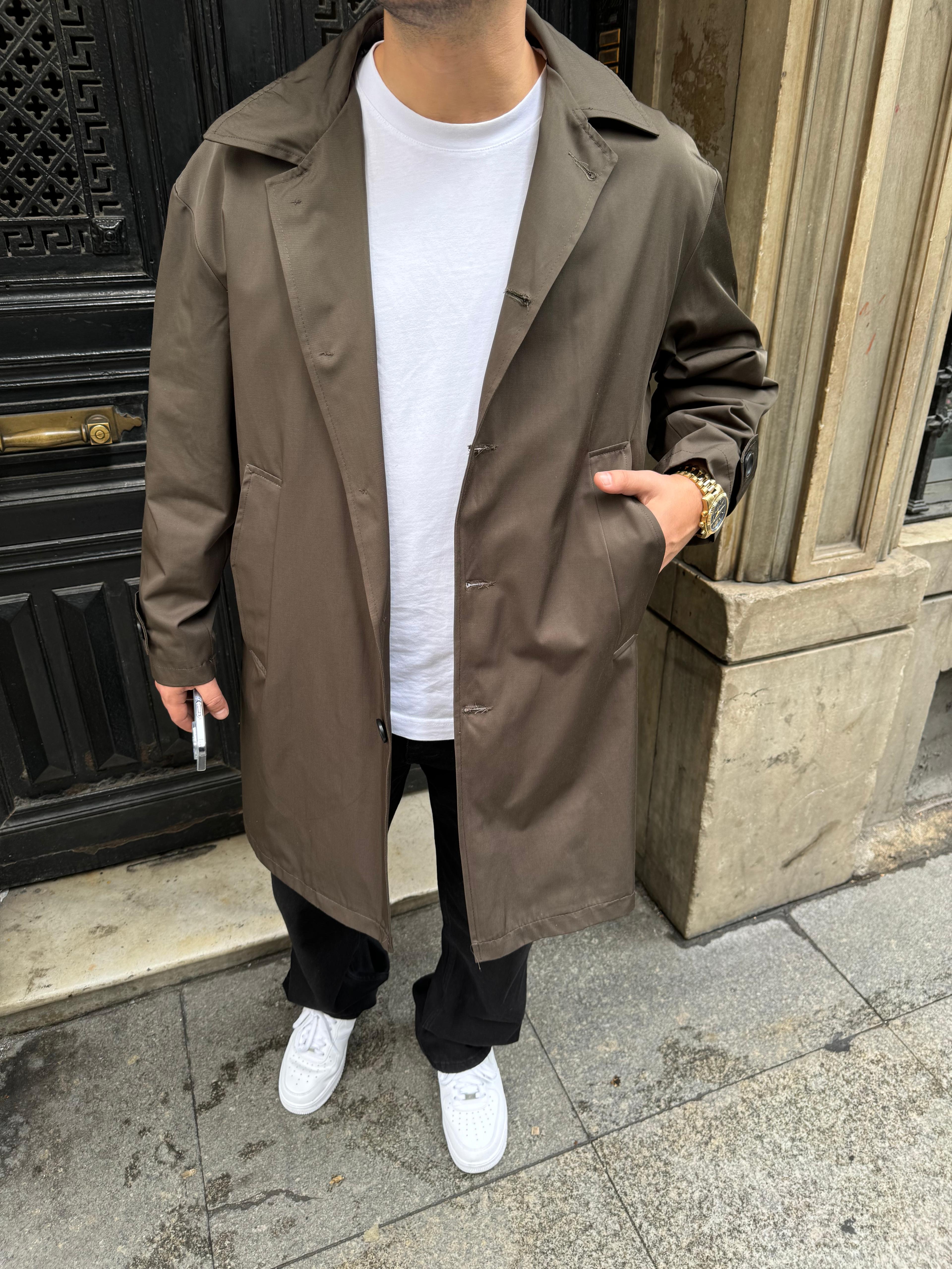 Haki Rengi Oversize Trençkot