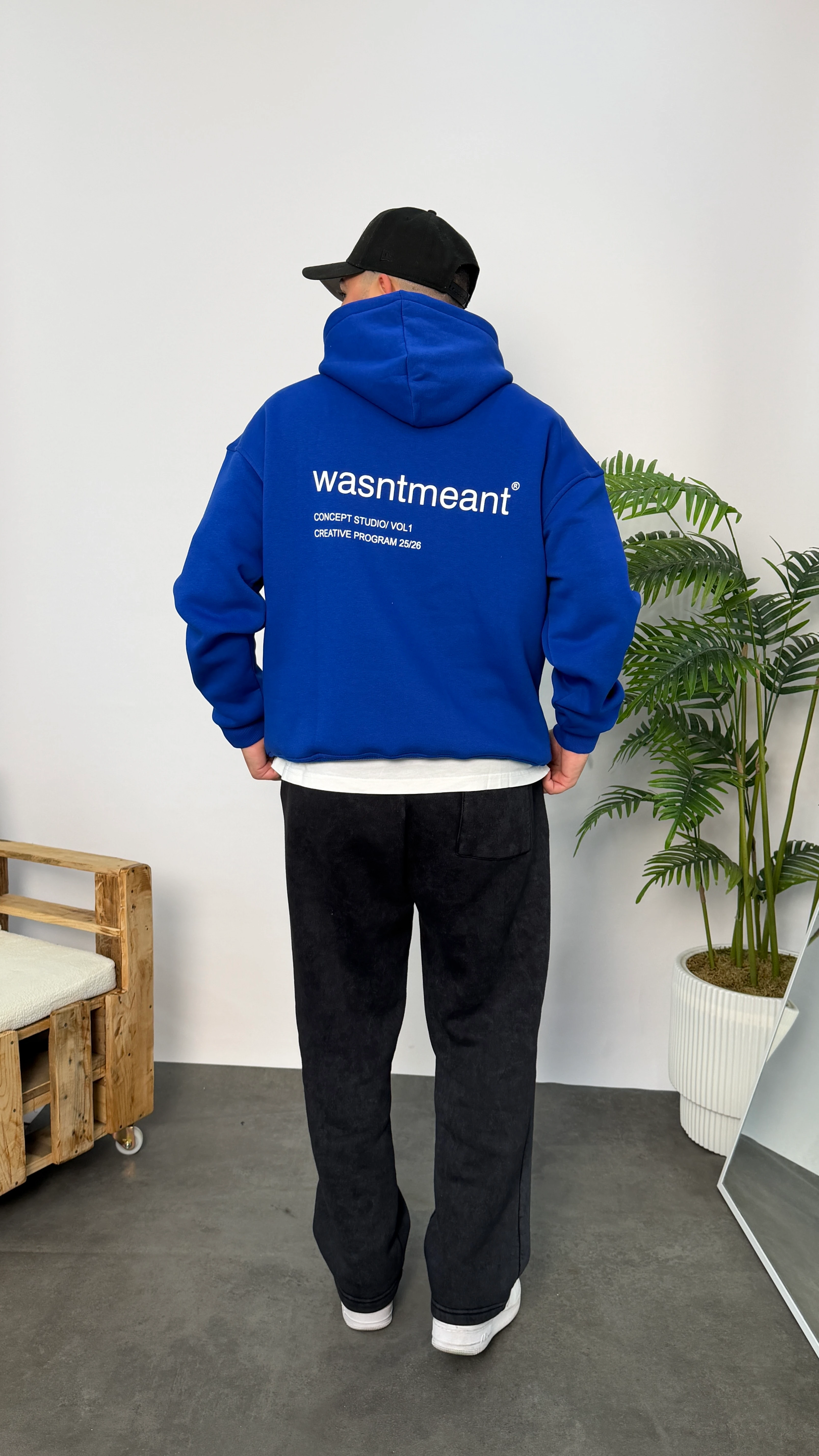 Saks Mavisi Baskılı Yazılı Oversize Sweatshirt