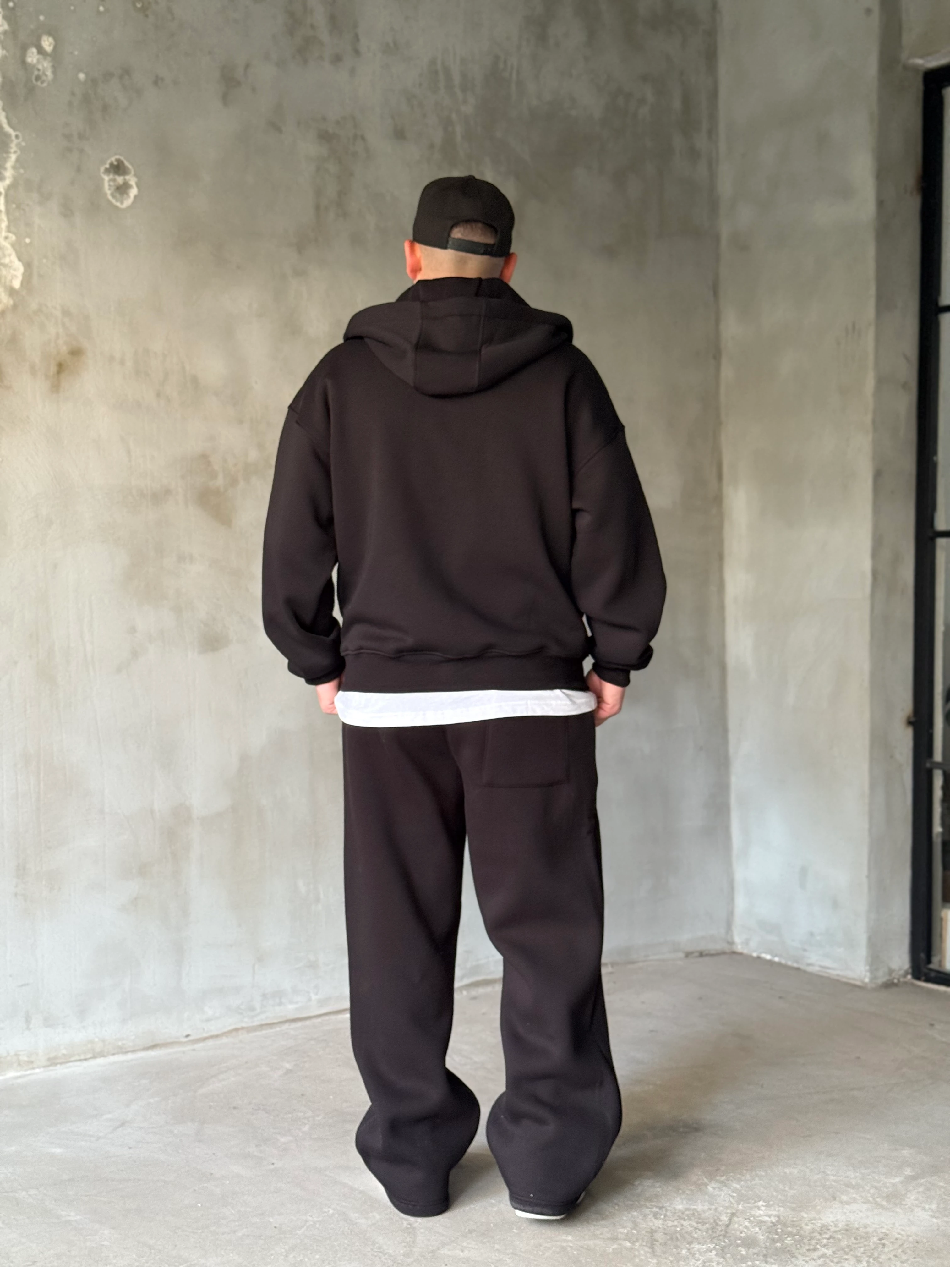 Siyah Çift Fermuarlı Eşofman Takımı