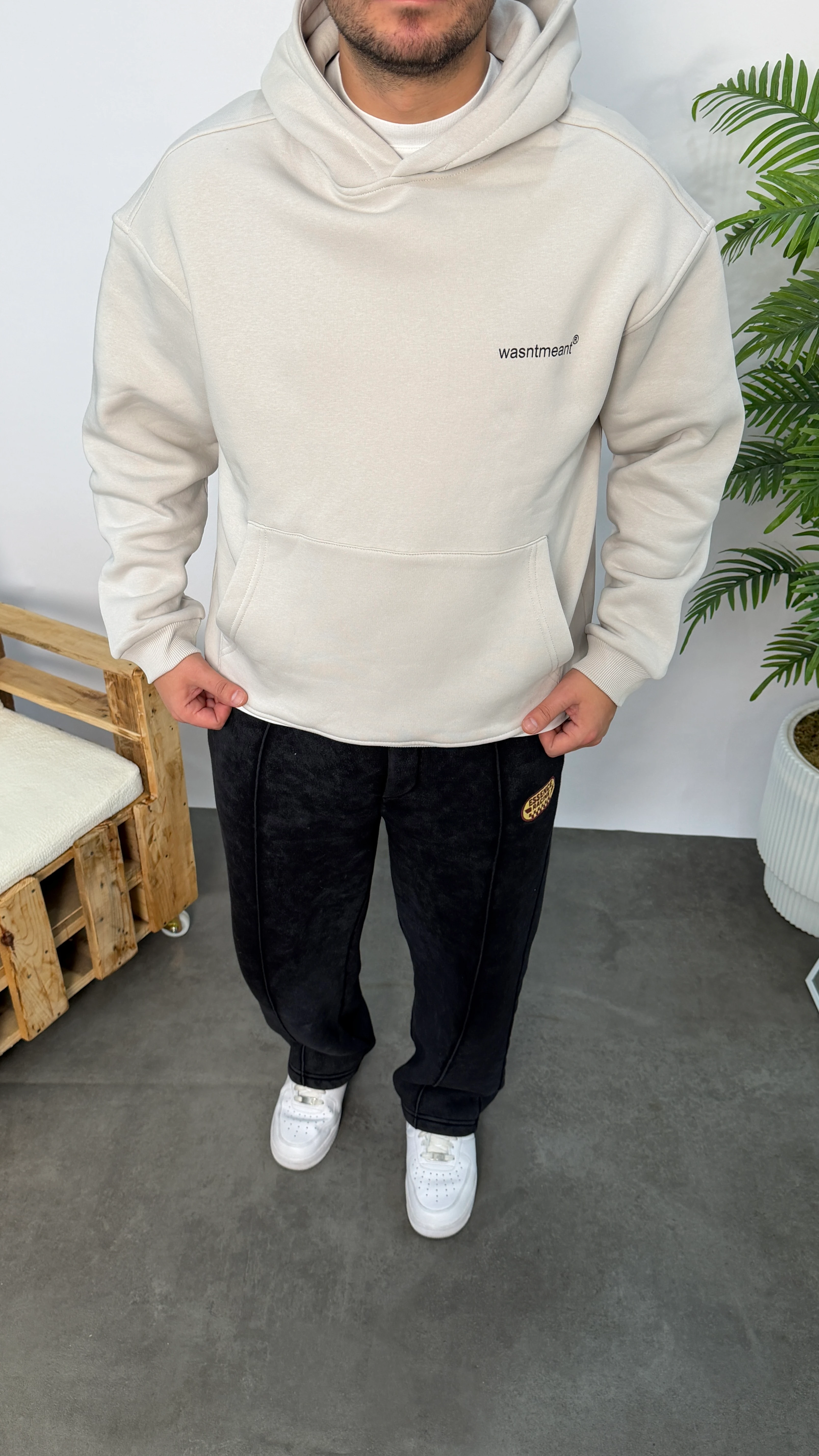 Gri Baskılı Yazılı Oversize Sweatshirt
