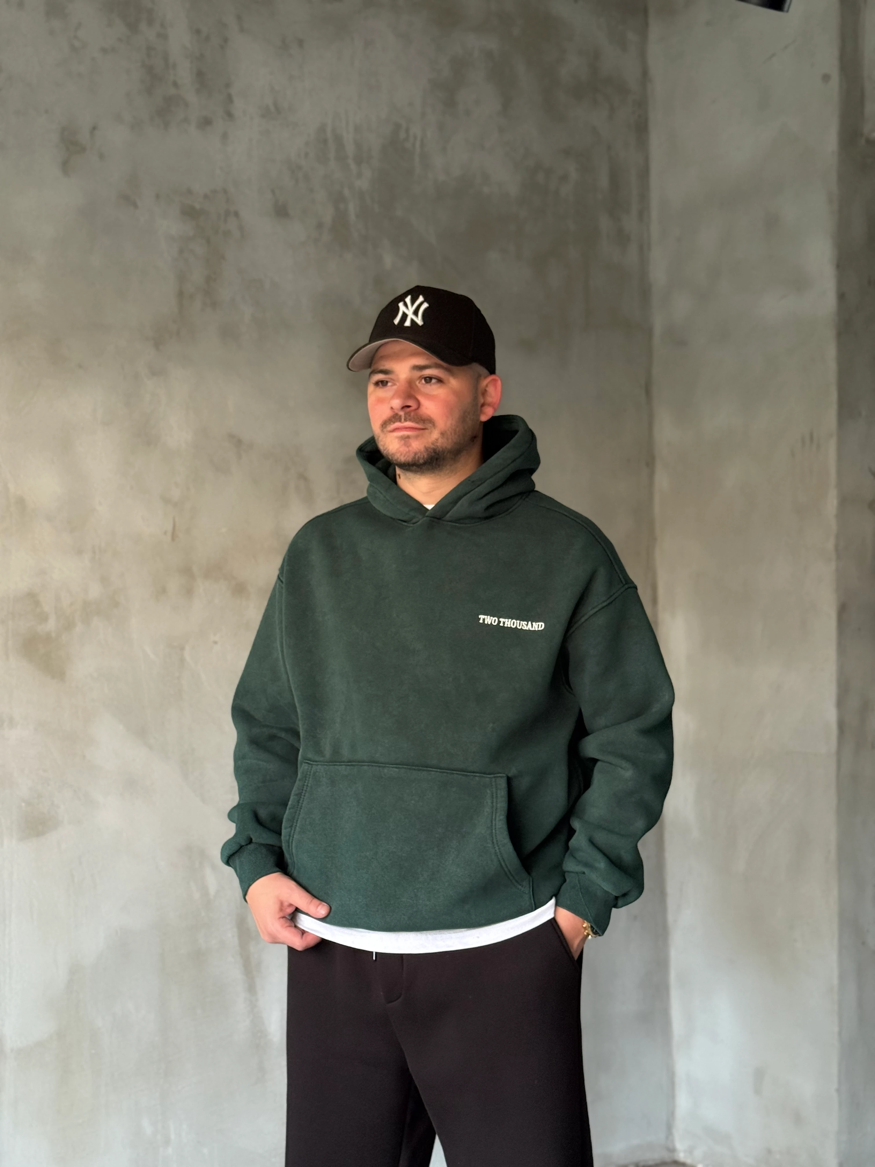 Haki Yıkamalı 2000 Patchli Yıkamalı Oversize Sweatshirt