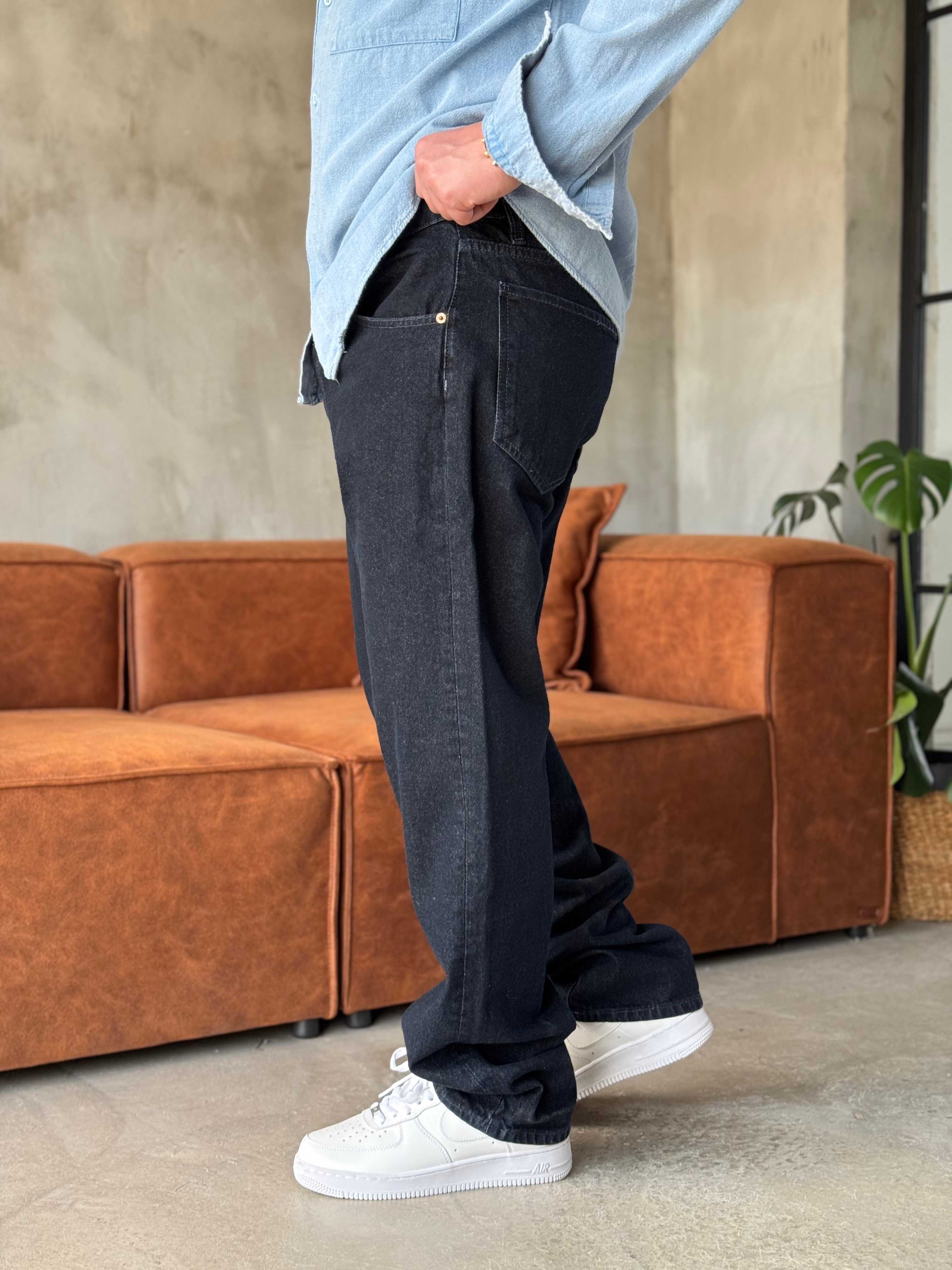 Lacivert Baggy Kalıp Kot Pantolon