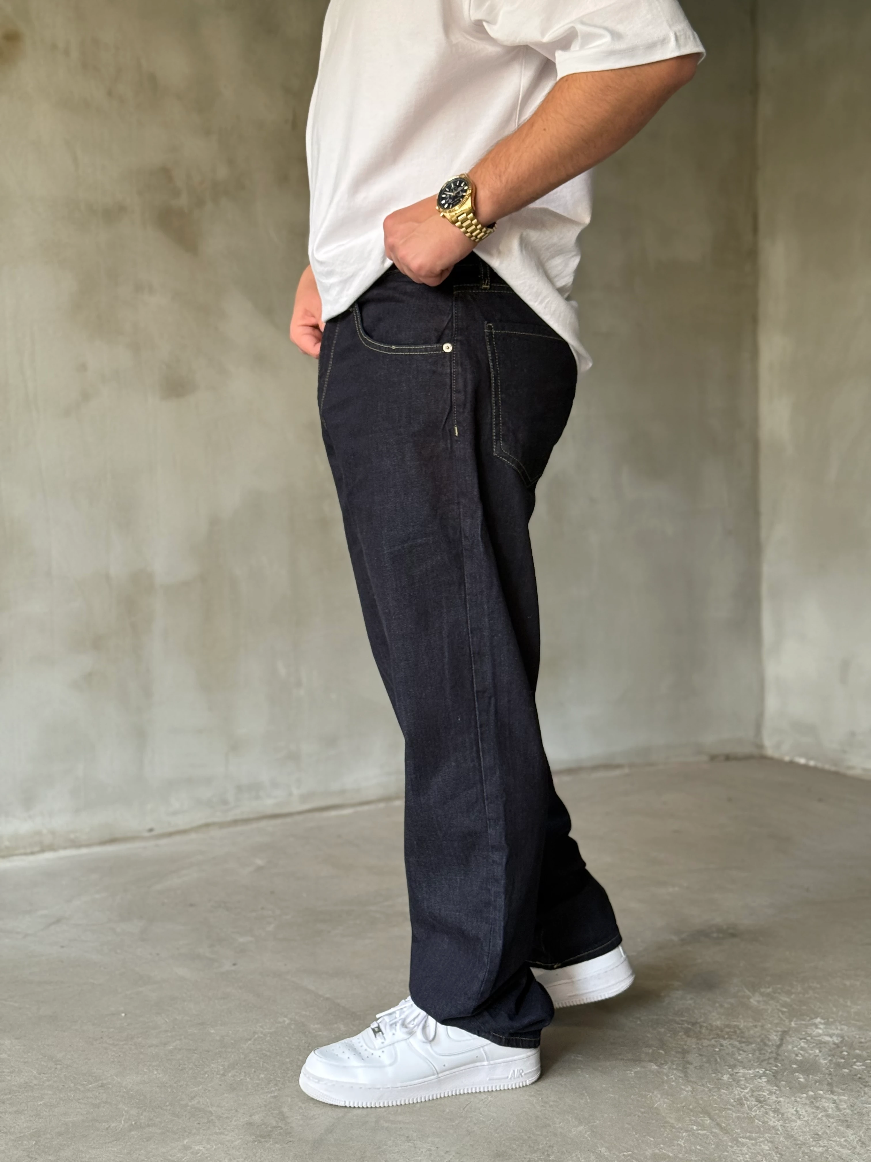 Lacivert Baggy Kot Pantolon