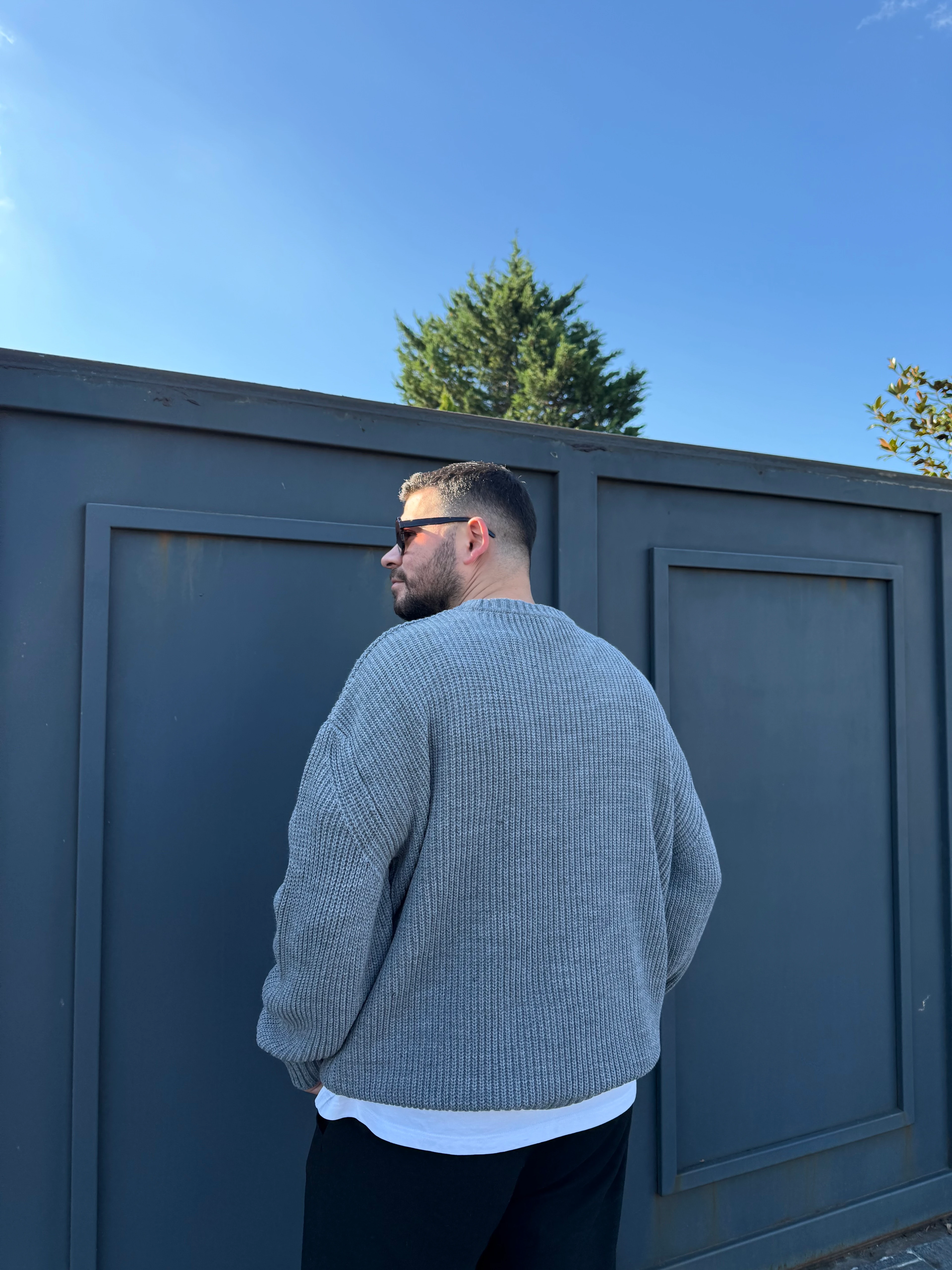 Giesto Gri Oversize Triko Kazak