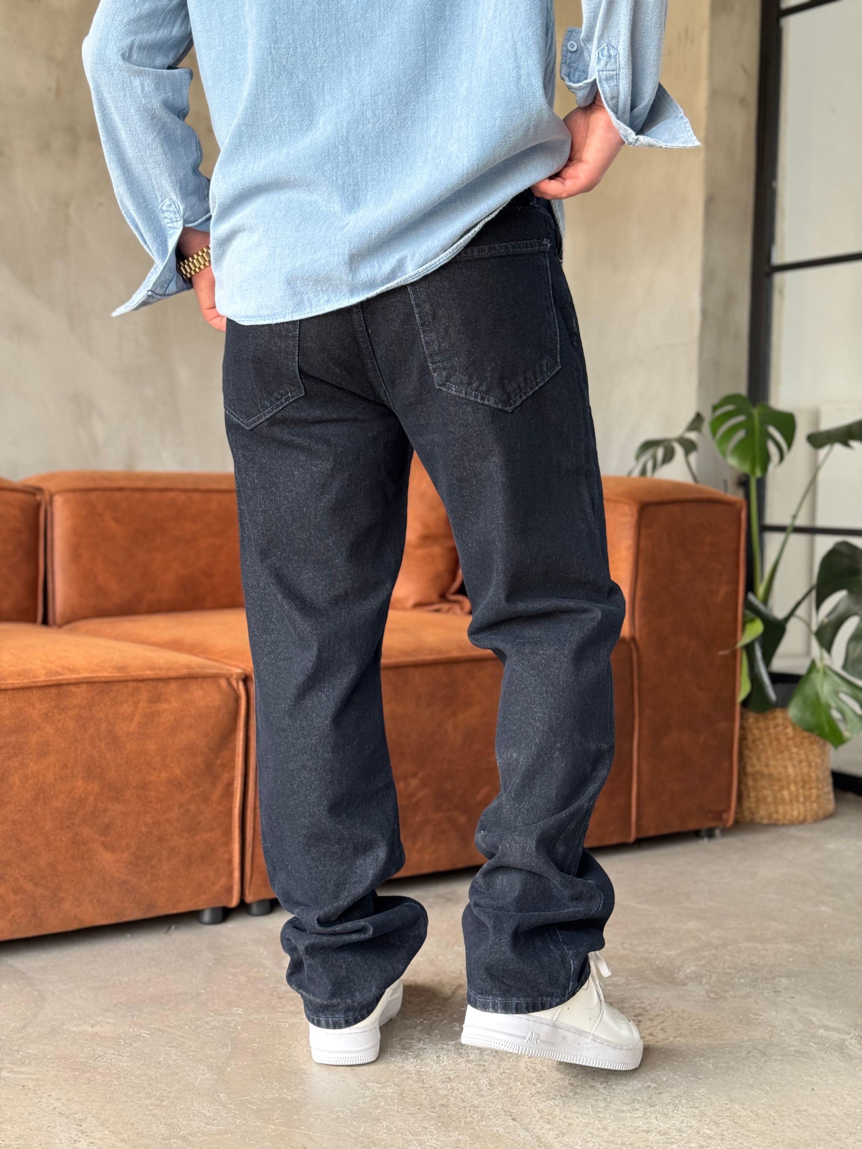 Lacivert Baggy Kalıp Kot Pantolon