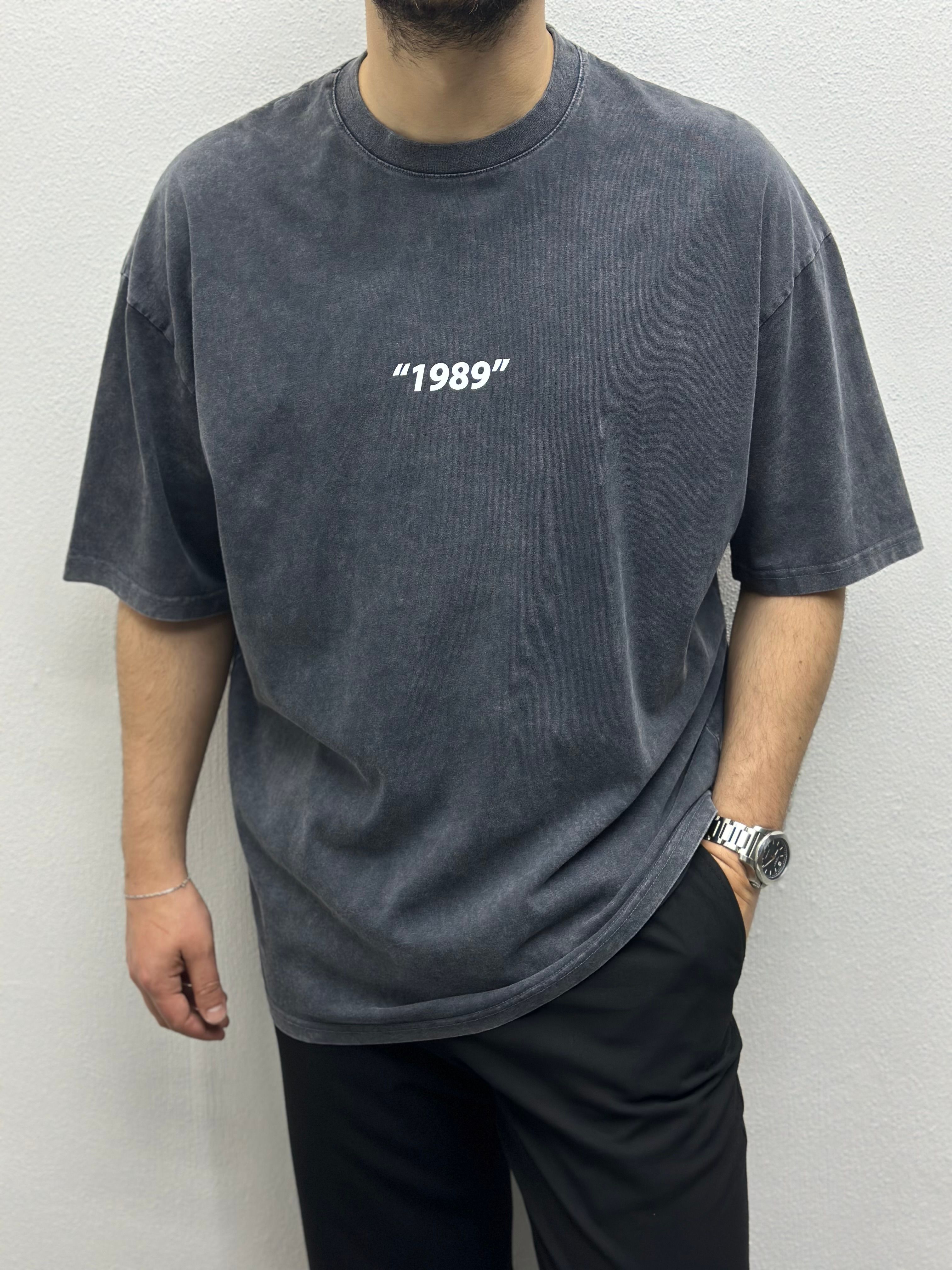 Yıkamalı Oversize Baskılı T-Shirt