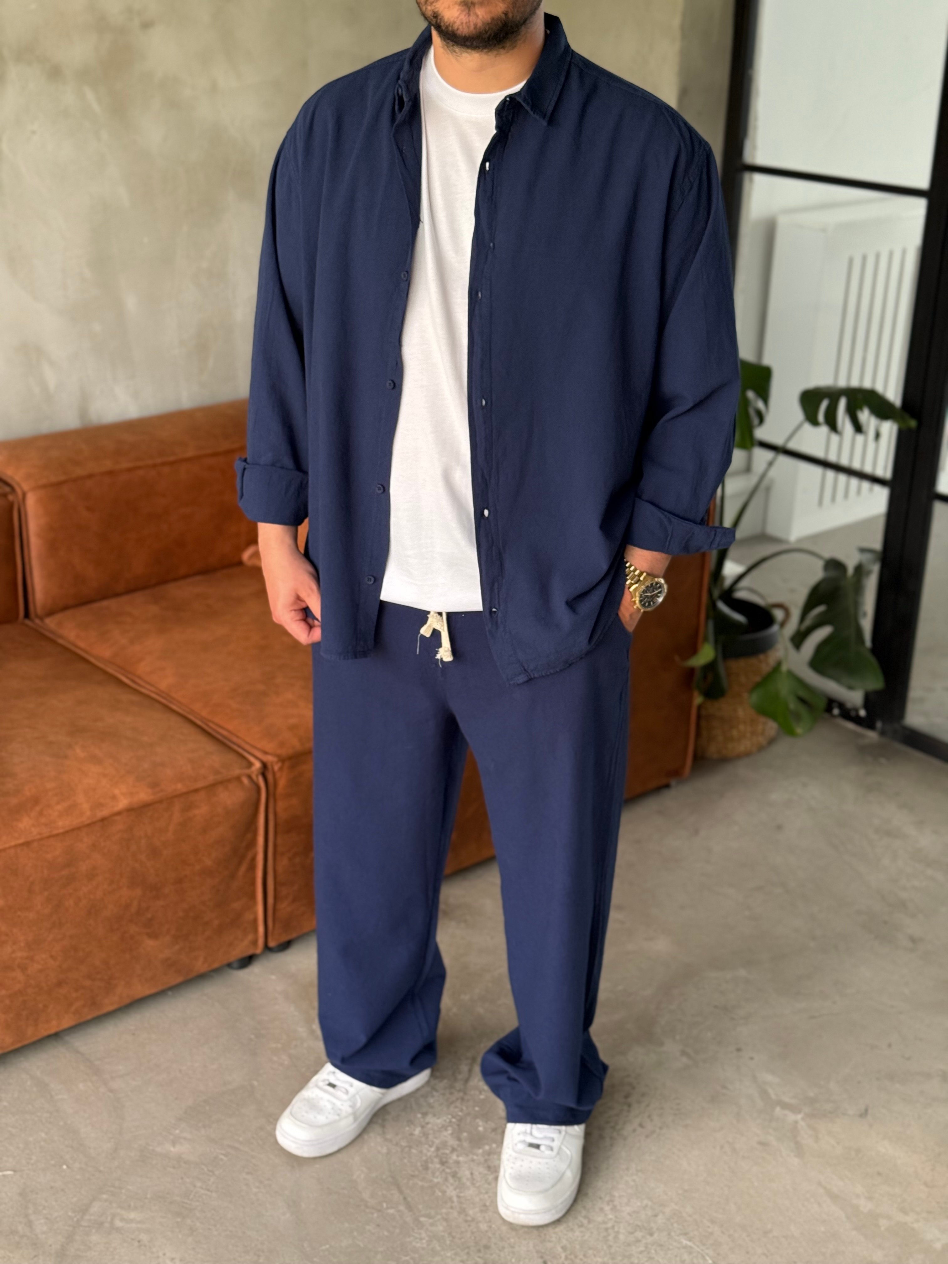 Lacivert Oversize Keten Takım