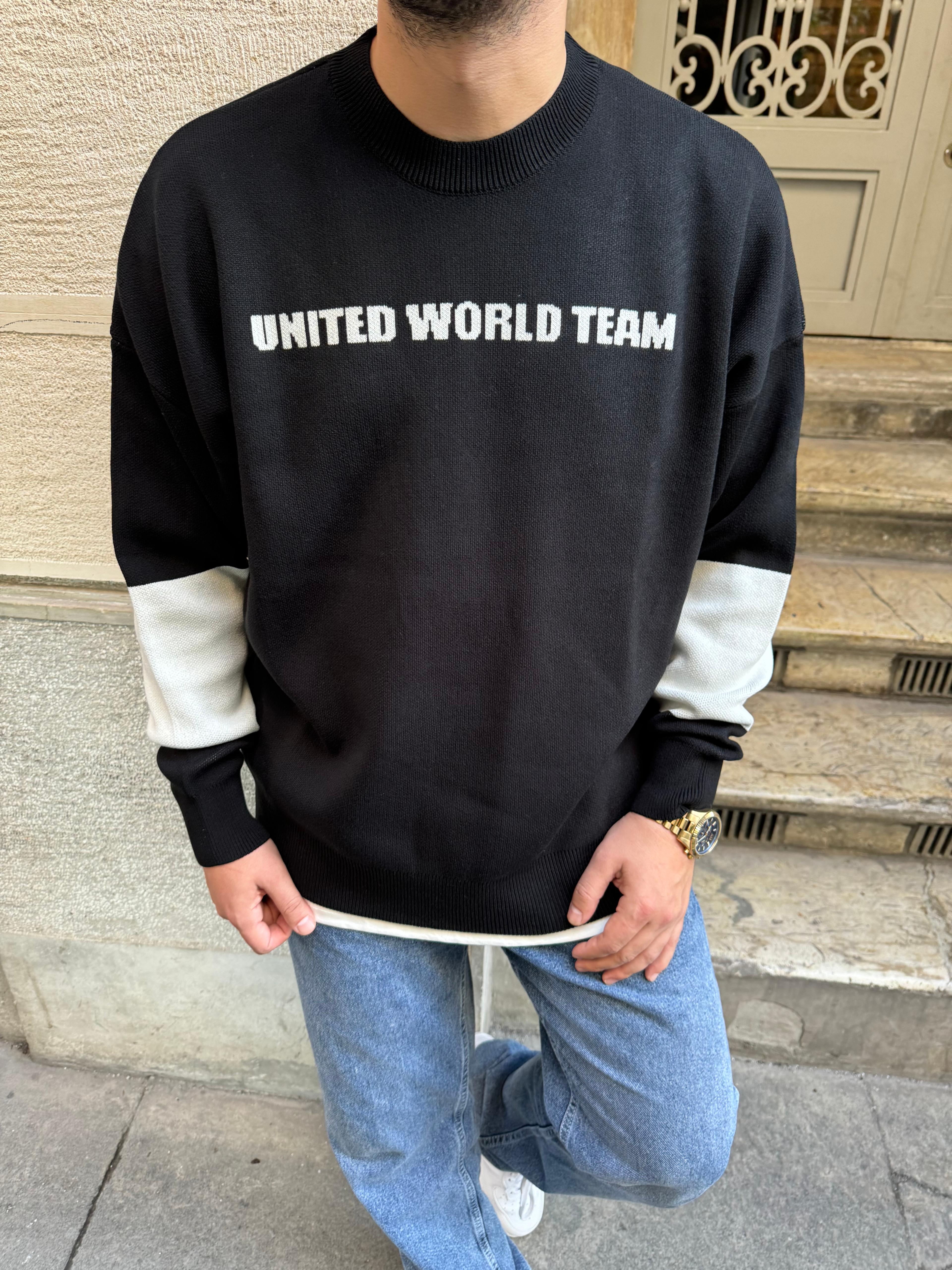 Siyah New York İşlemeli Oversize Örme Triko Sweatshirt