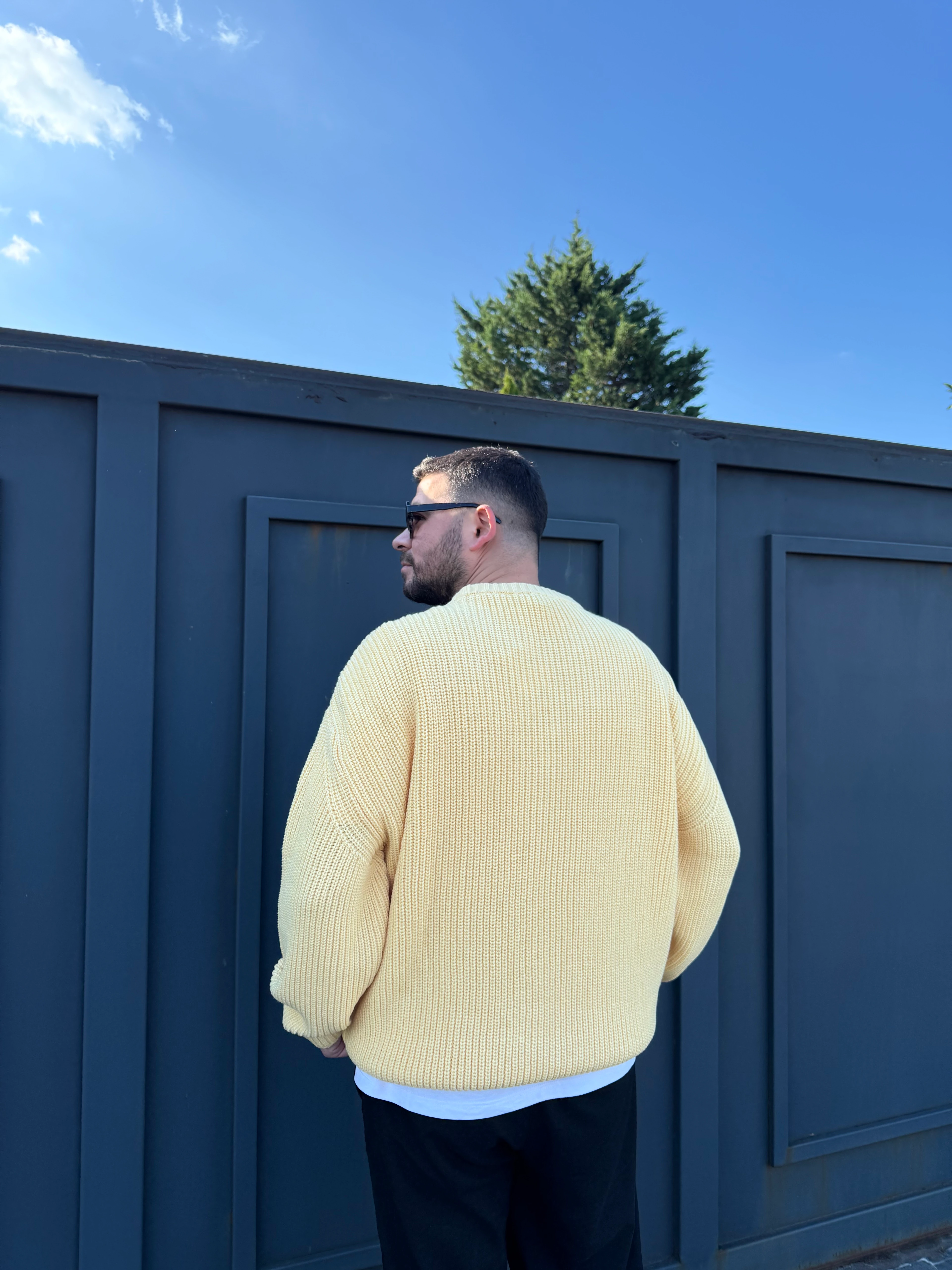 Giesto Sarı Oversize Triko Kazak