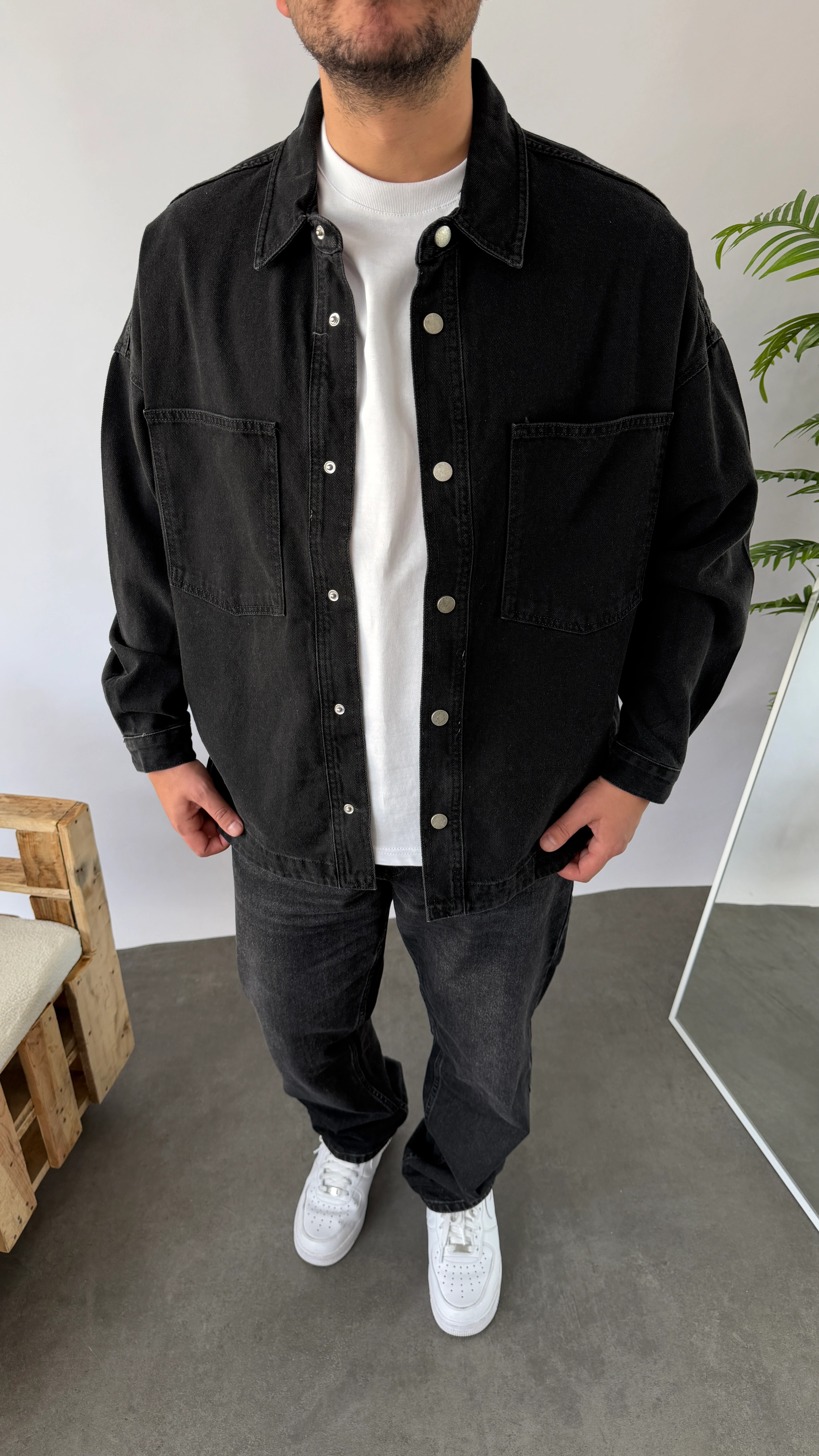 Siyah Oversize Kot Ceket