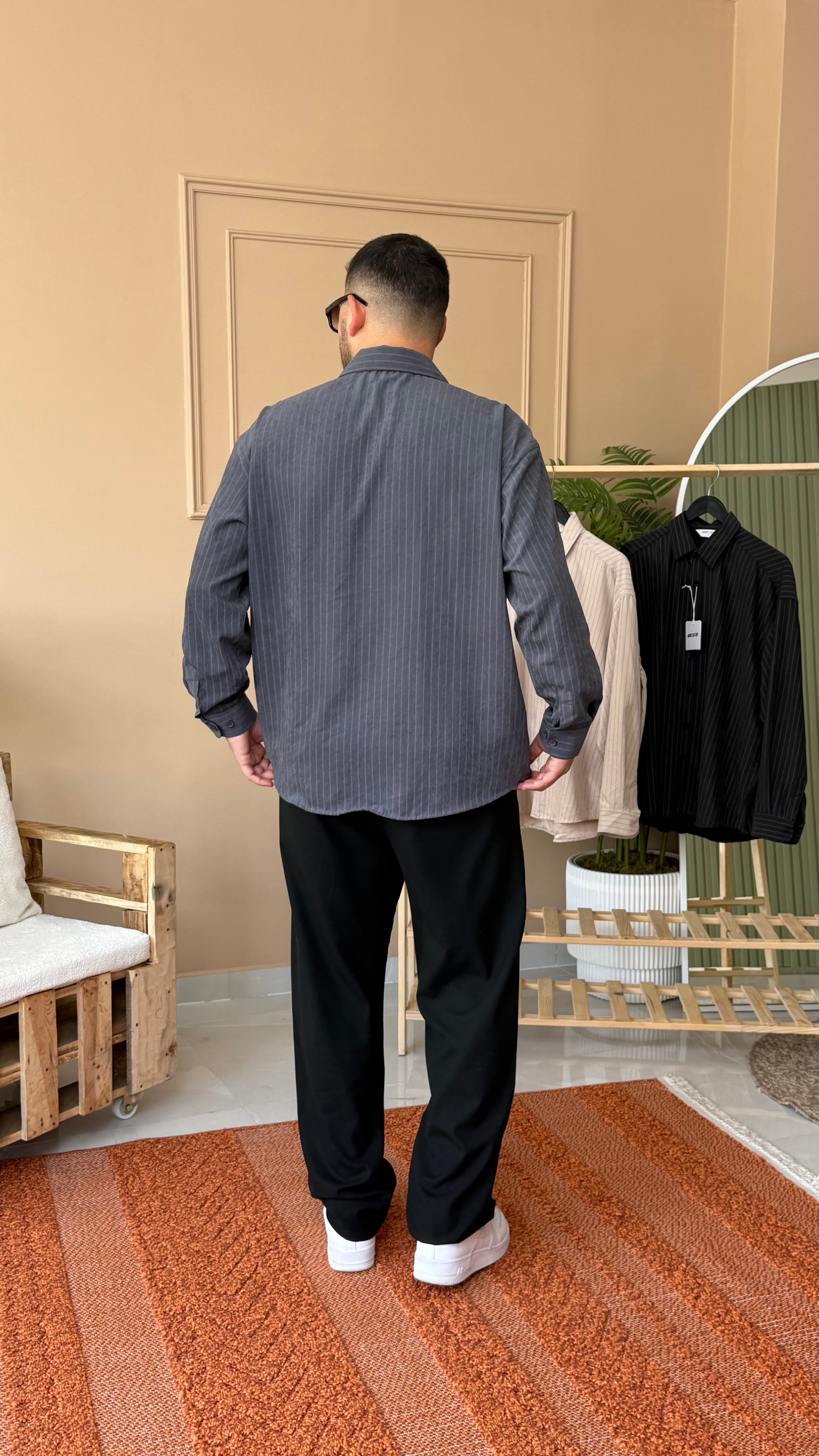 Antrasit Kalın Modal Kumaş Oversize Gömlek