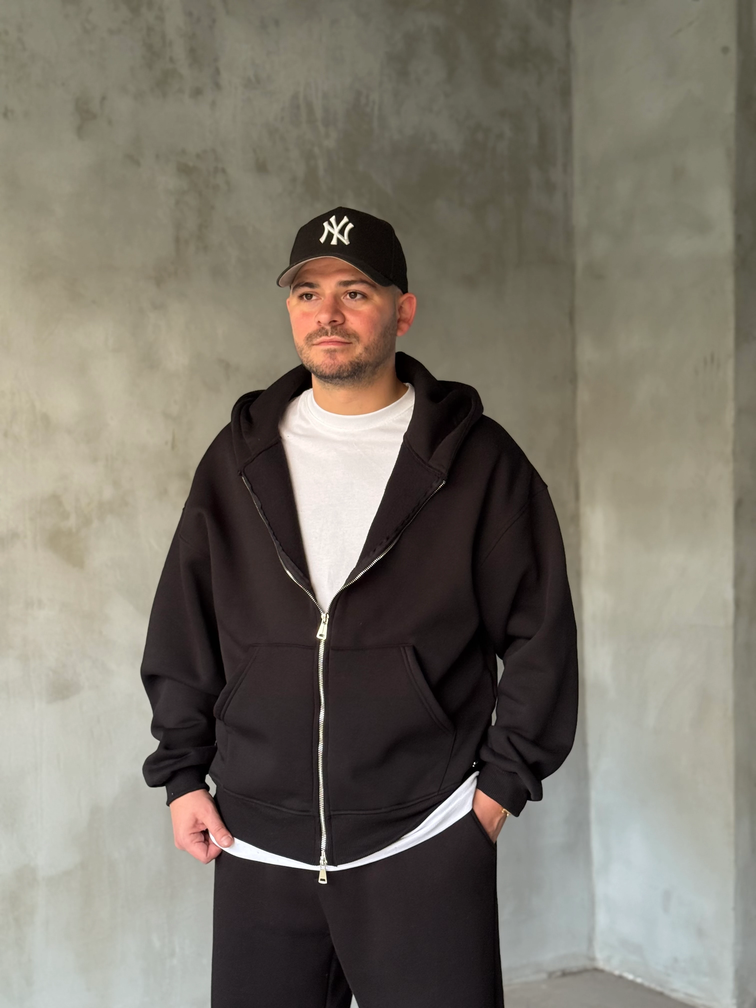 Siyah Çift Fermuarlı Eşofman Takımı