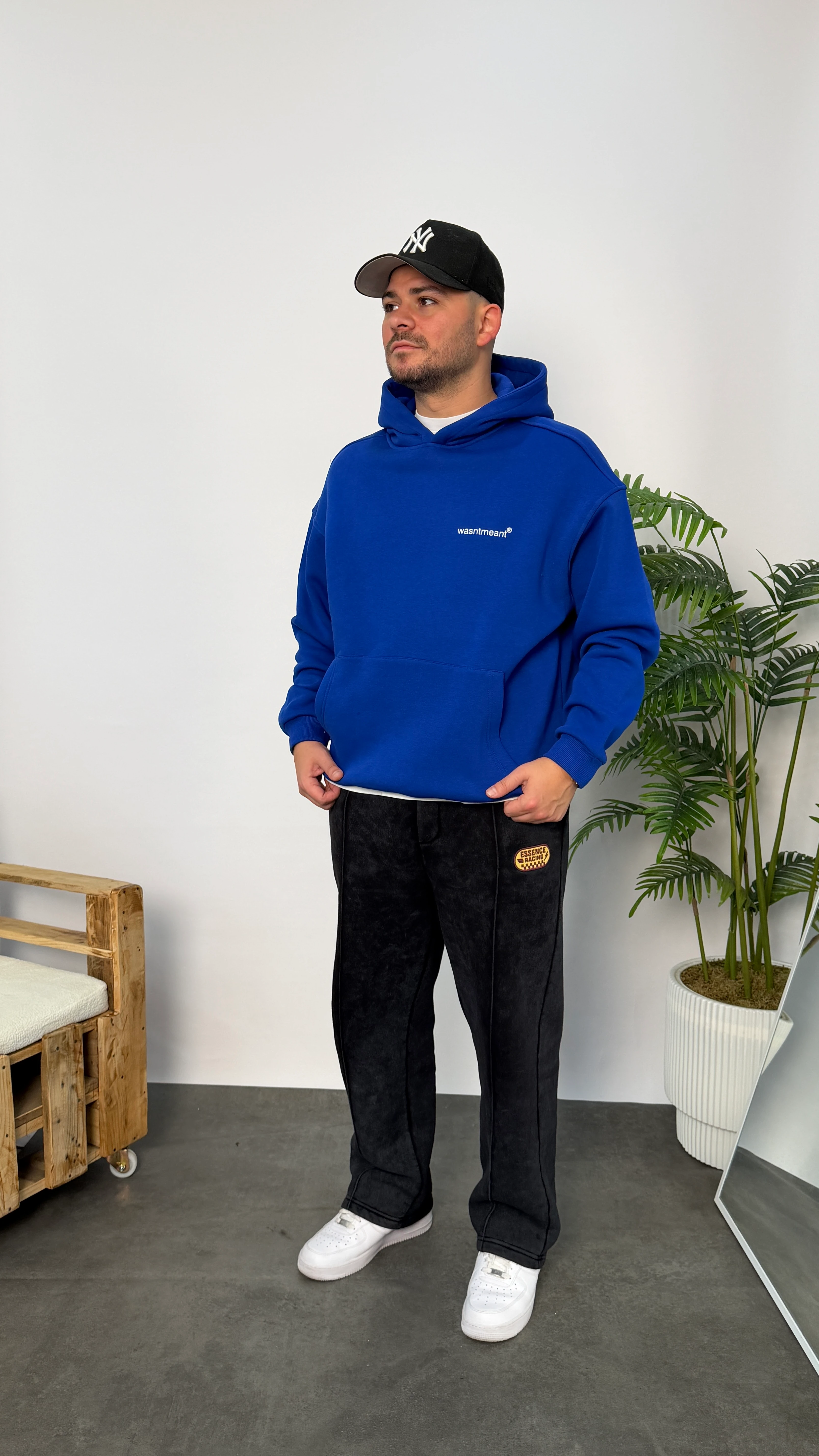 Saks Mavisi Baskılı Yazılı Oversize Sweatshirt