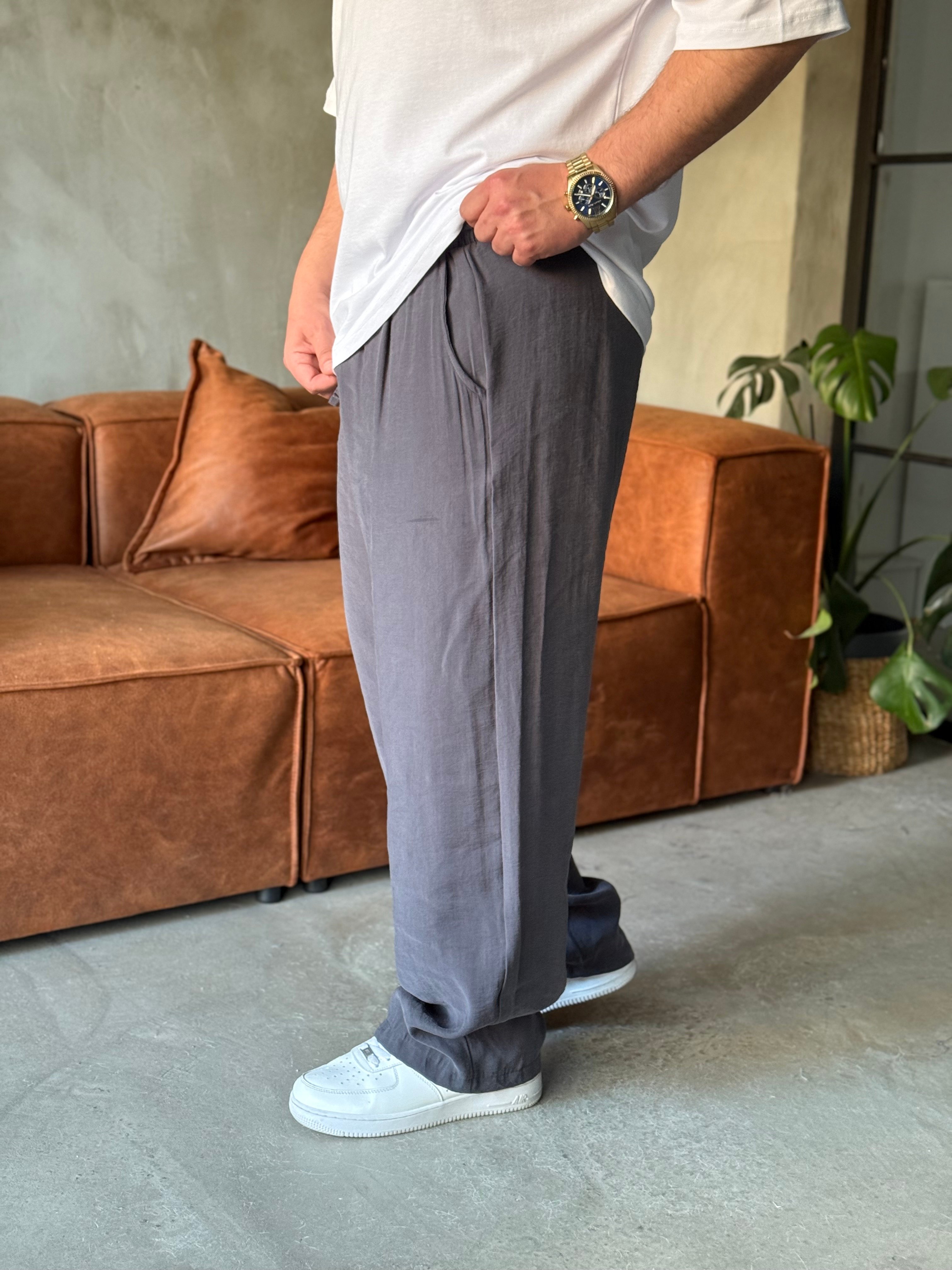 Antrasit Tensel Kumaş Baggy Pantolon