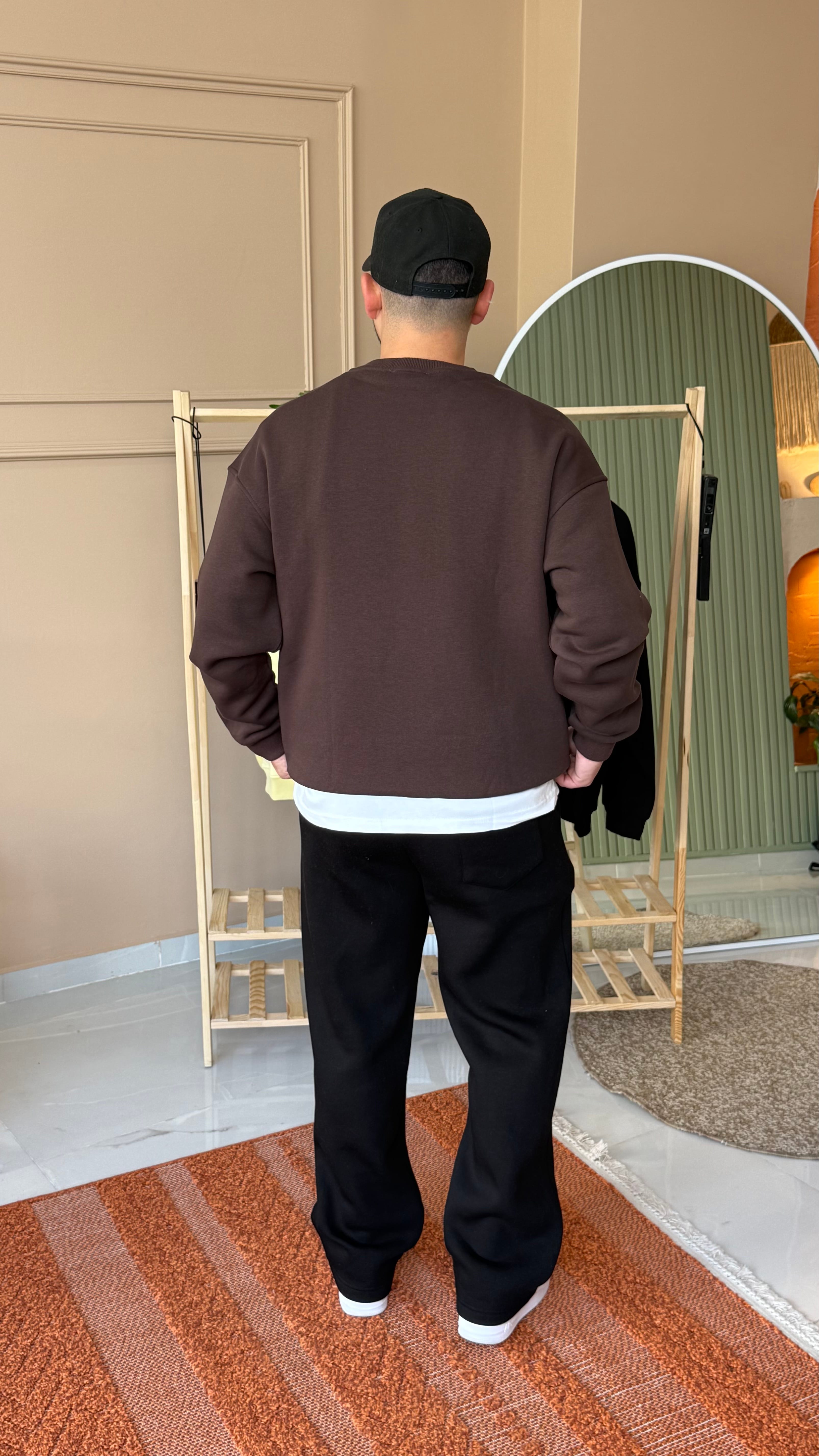 Kahverengi Basic Şardonlu Sweatshirt
