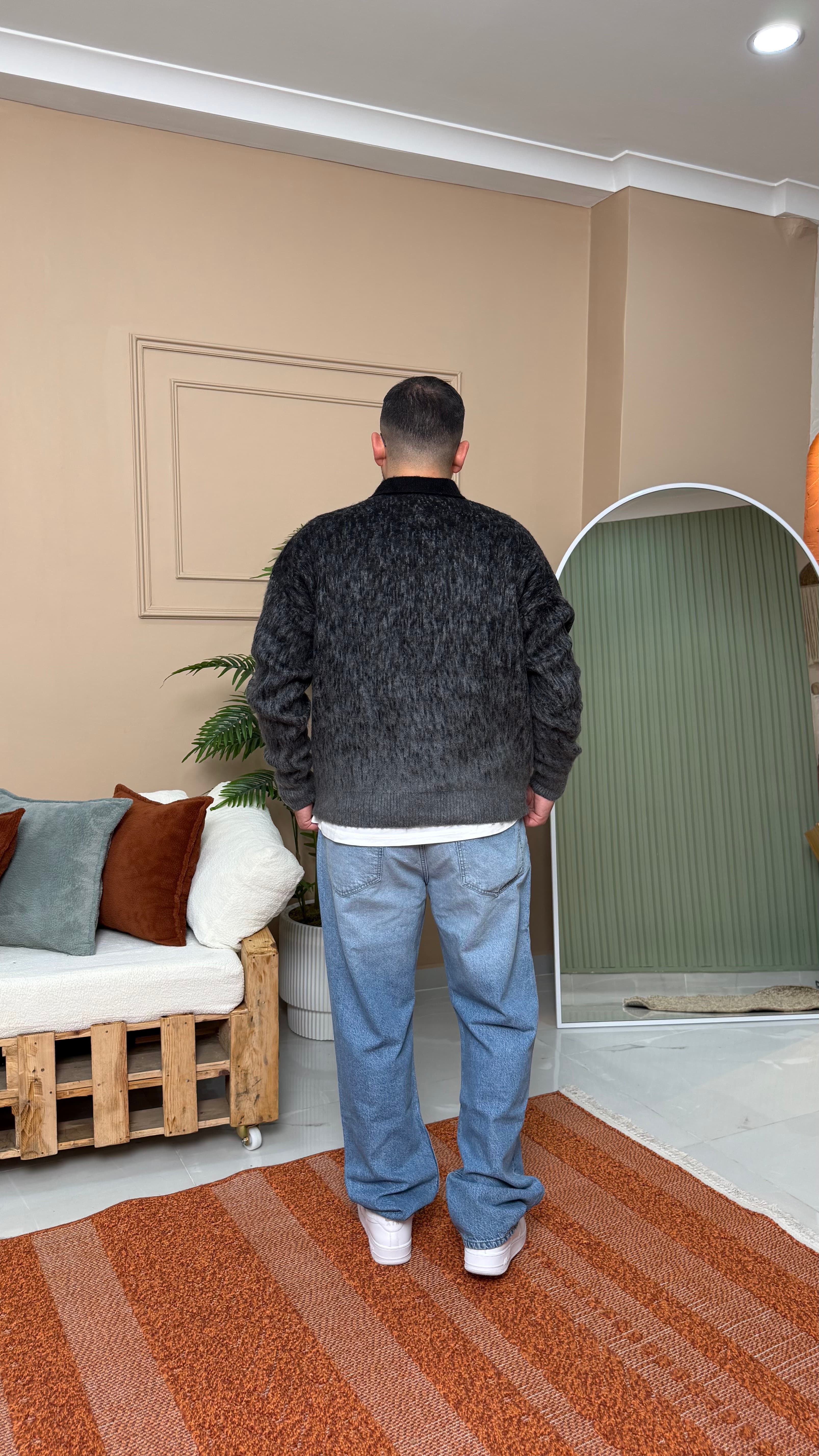 Siyah Oversize RTC Basklı Triko Sweatshirt