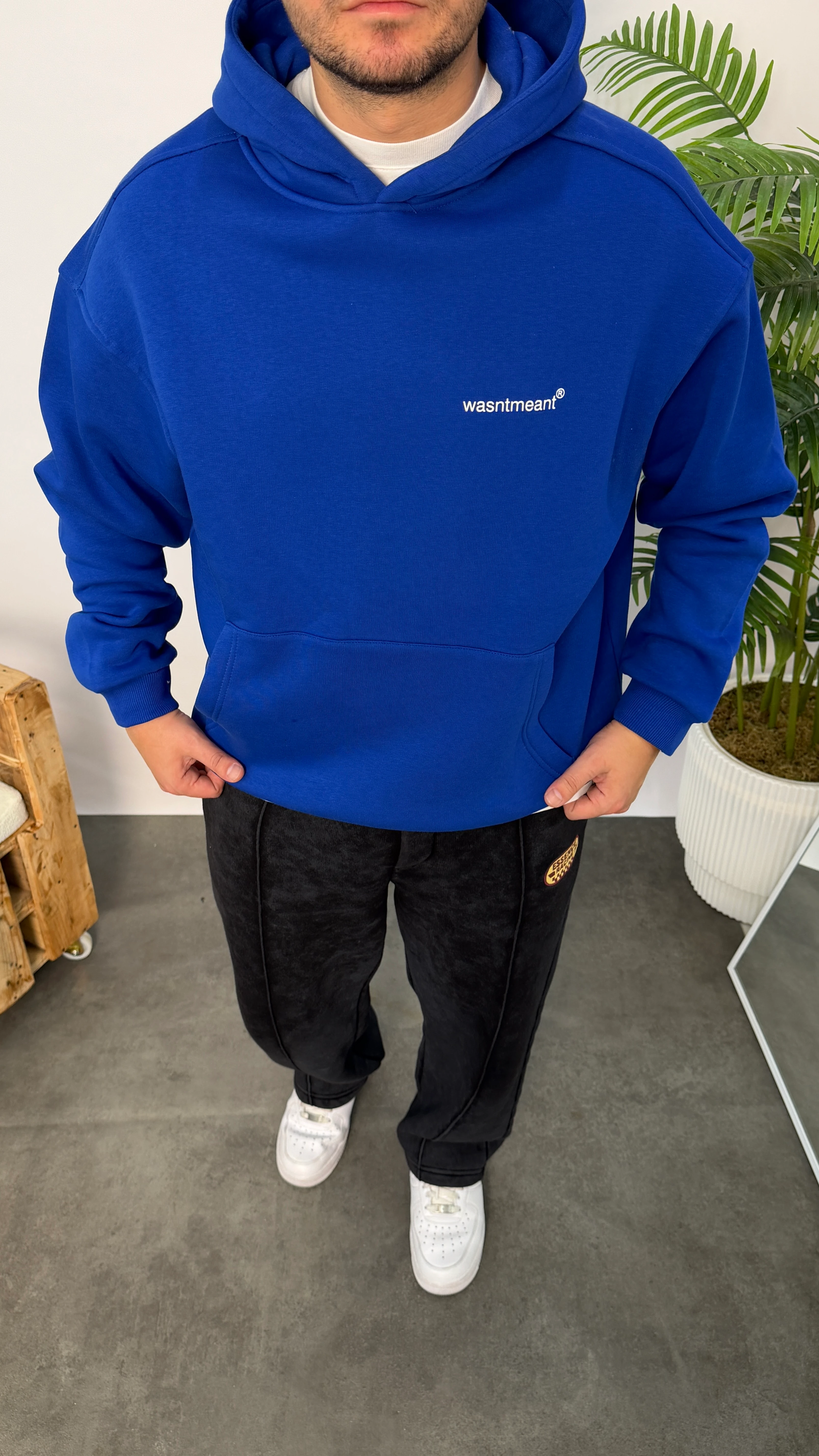 Saks Mavisi Baskılı Yazılı Oversize Sweatshirt