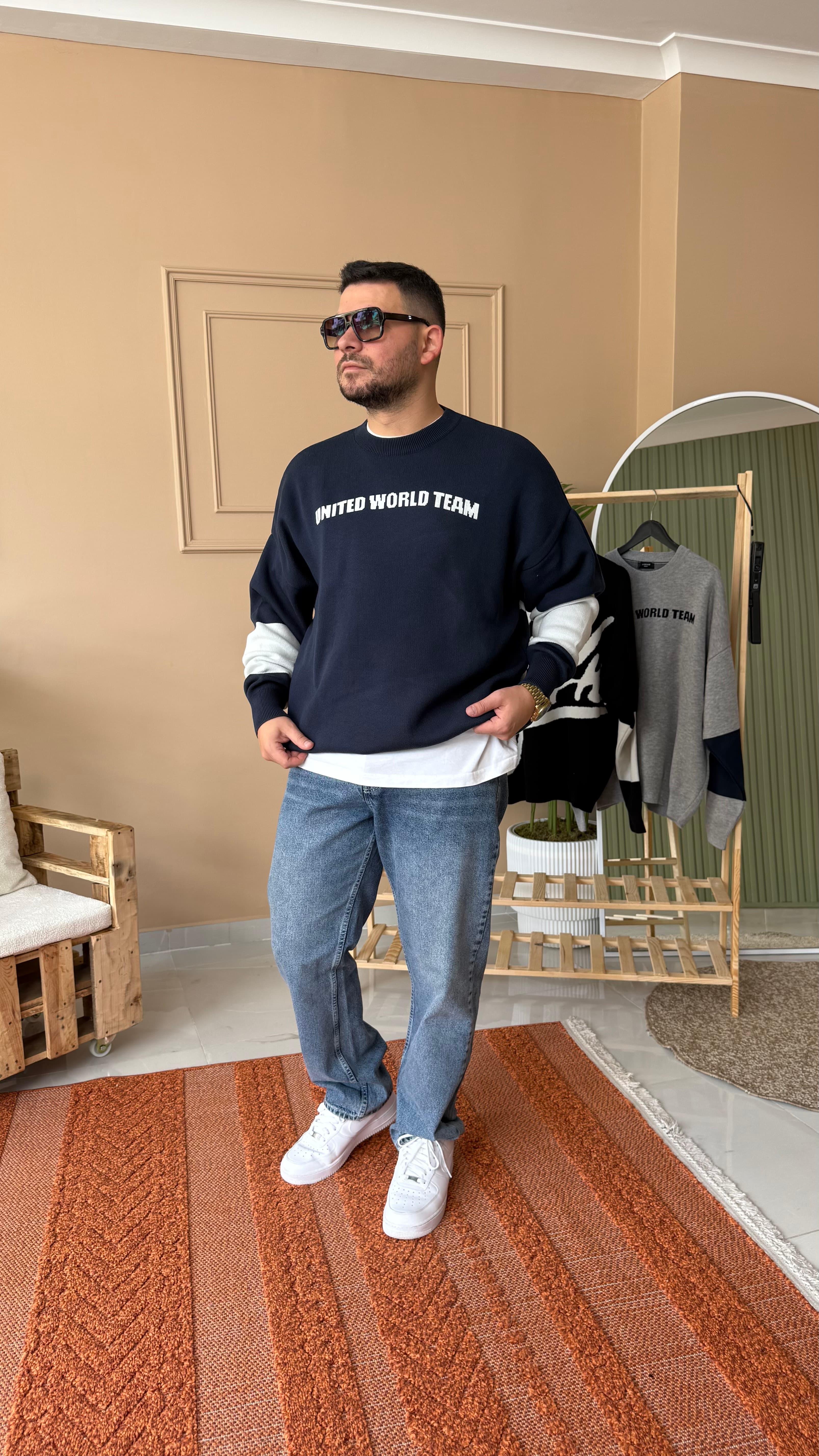 Lacivet NY Yazılı Oversize Triko Sweatshirt