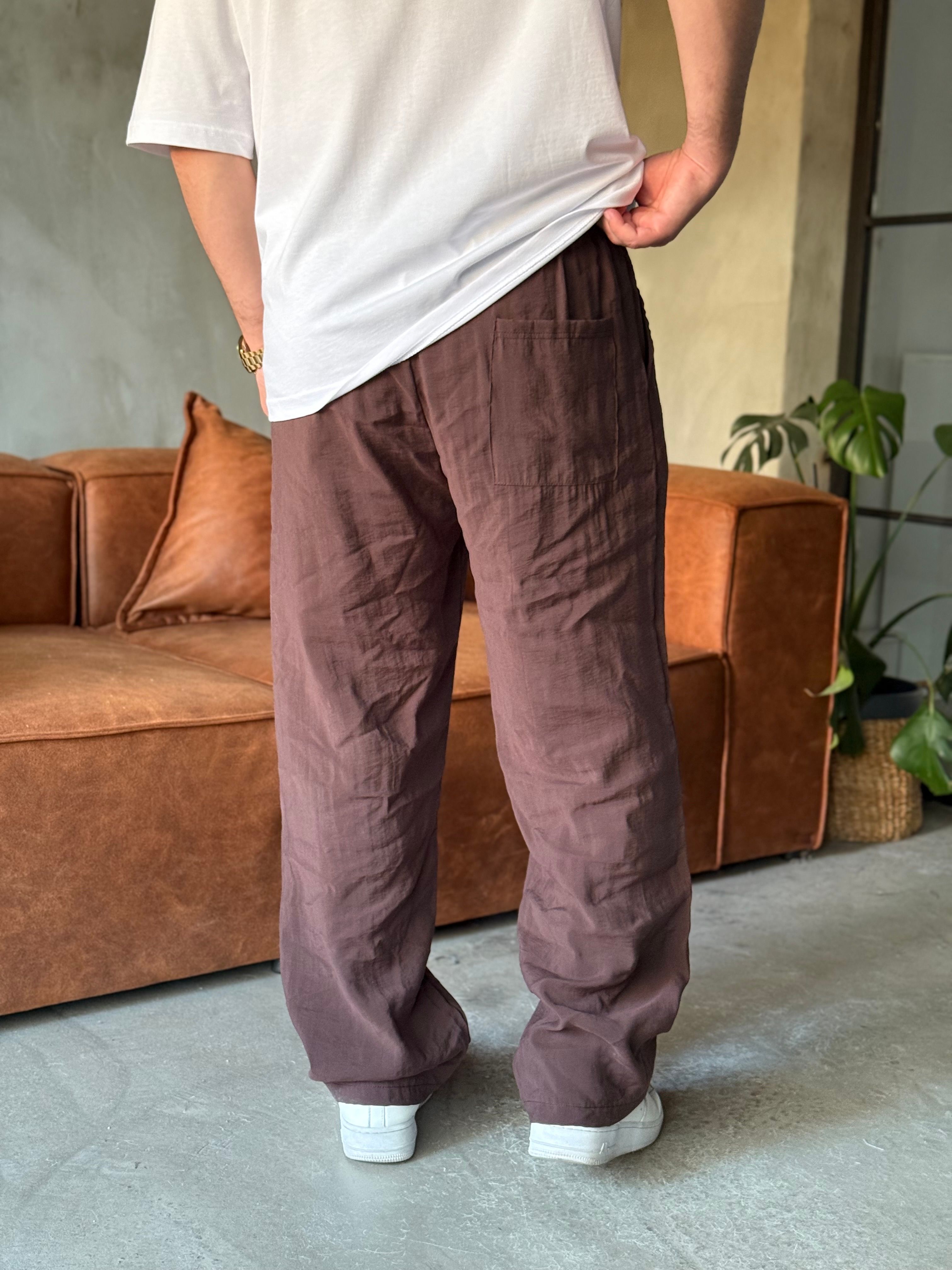 Kahve Tensel Kumaş Baggy Pantolon