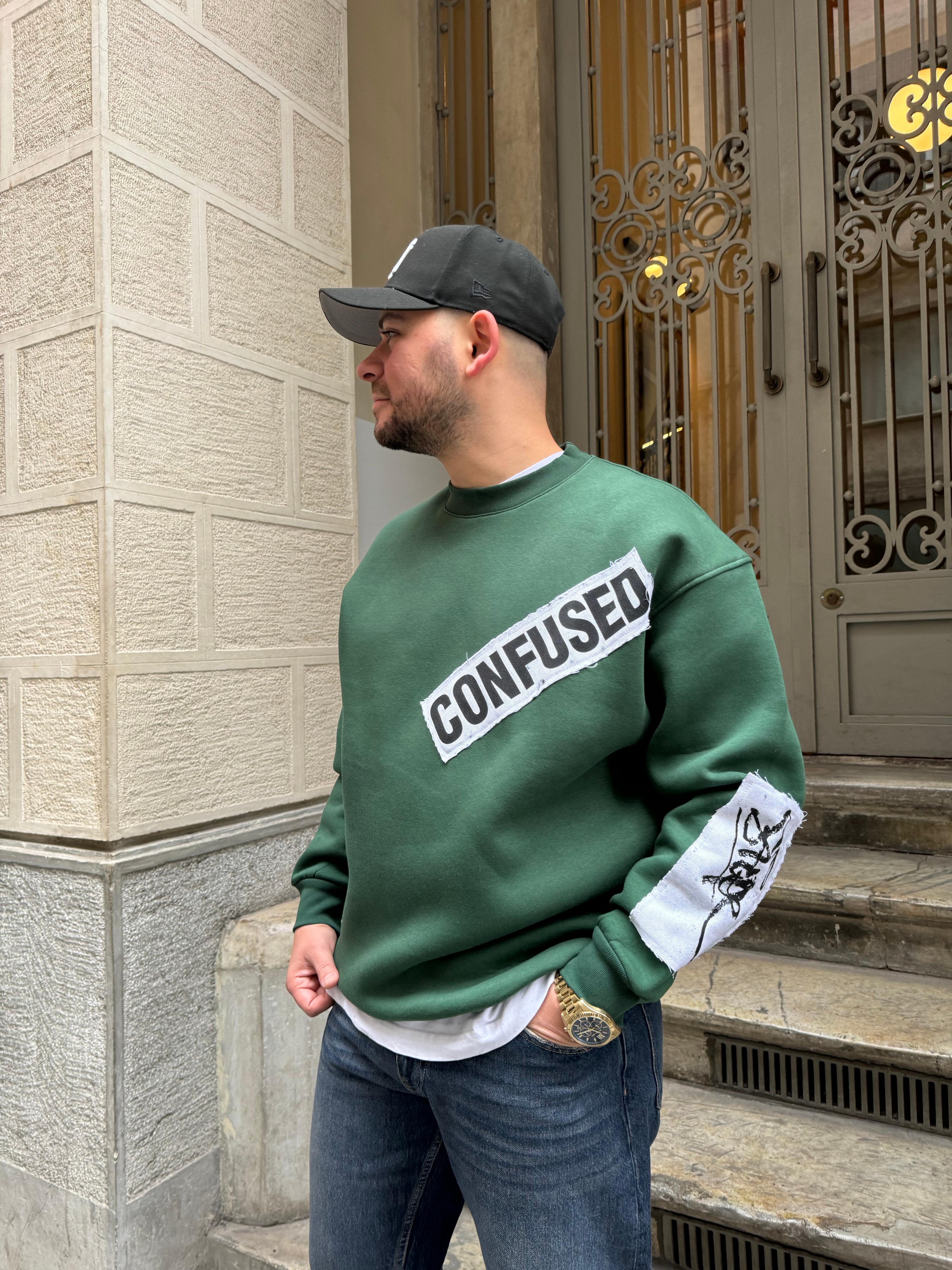 Yeşil Oversize Ekstra Pachli Sweatshirt