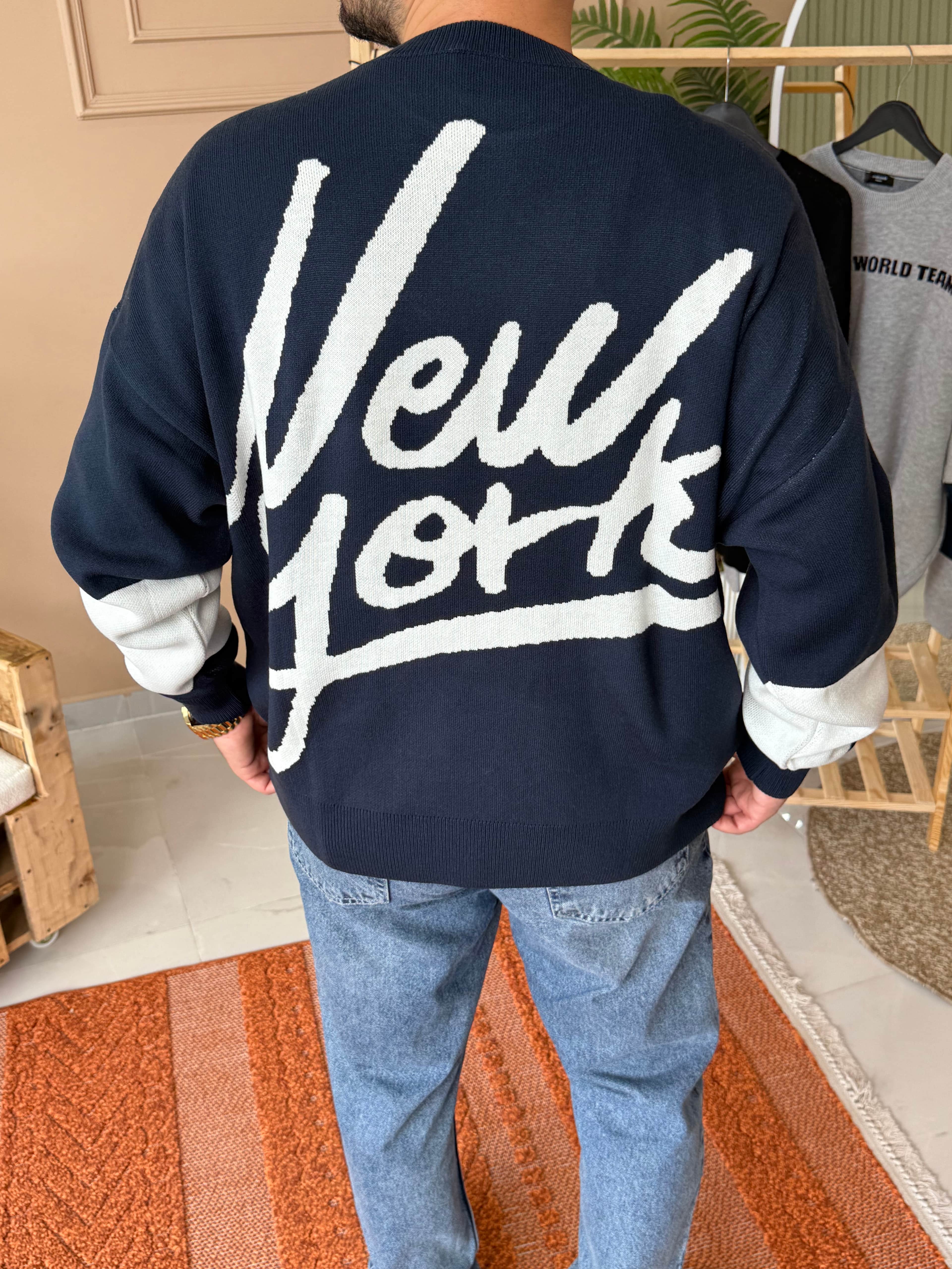 Lacivet NY Yazılı Oversize Triko Sweatshirt