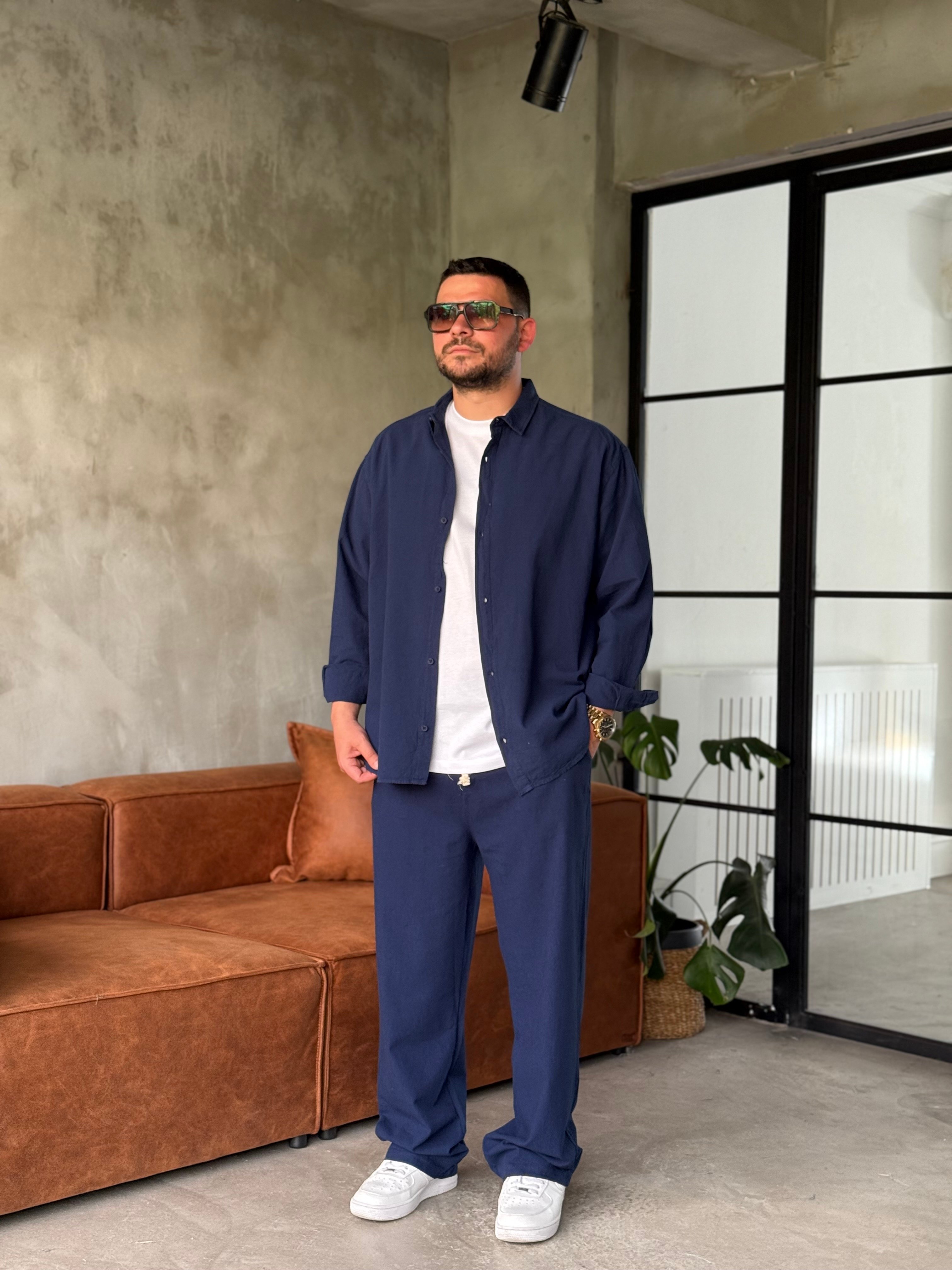 Lacivert Oversize Keten Takım