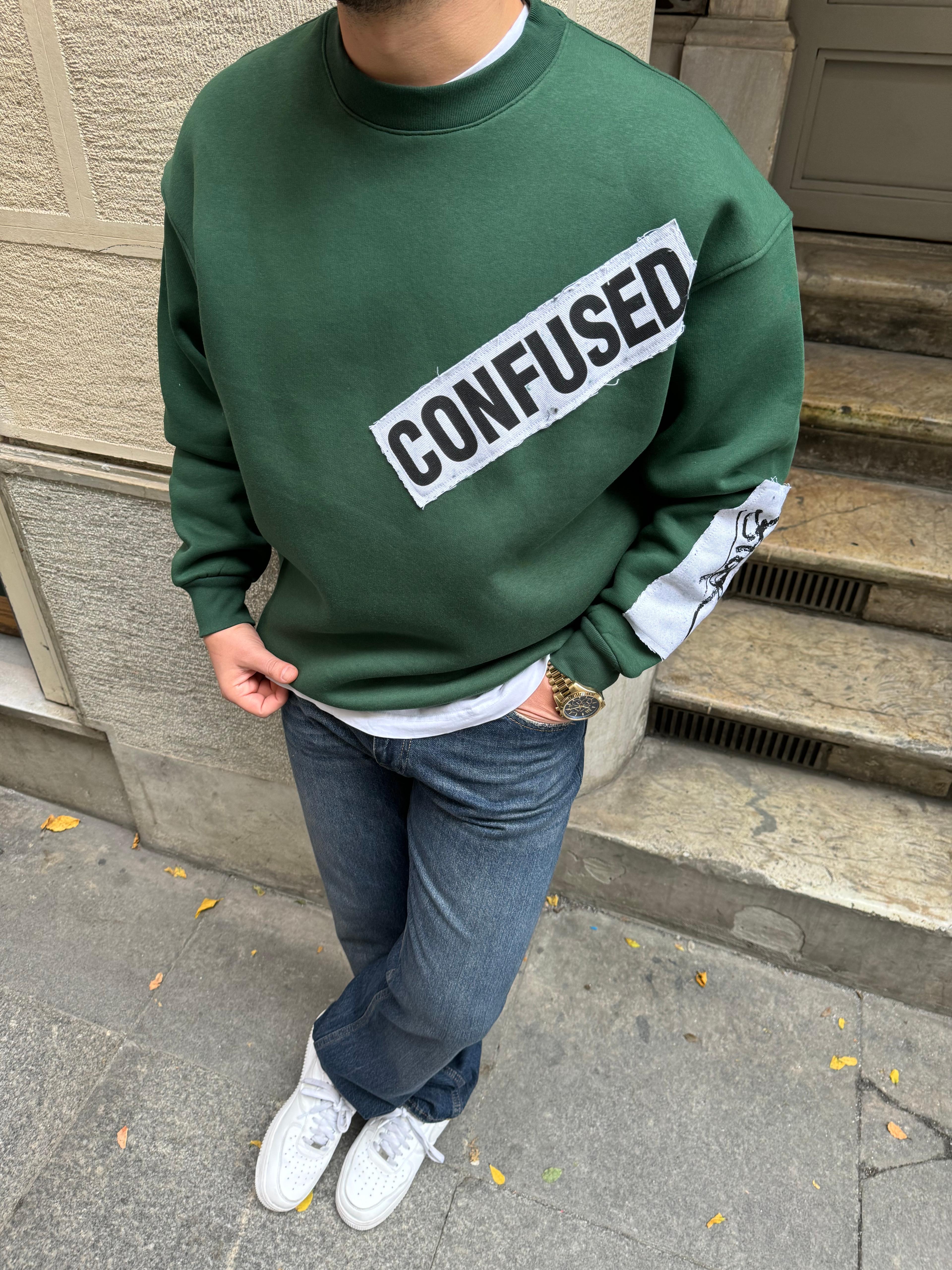 Yeşil Oversize Ekstra Pachli Sweatshirt