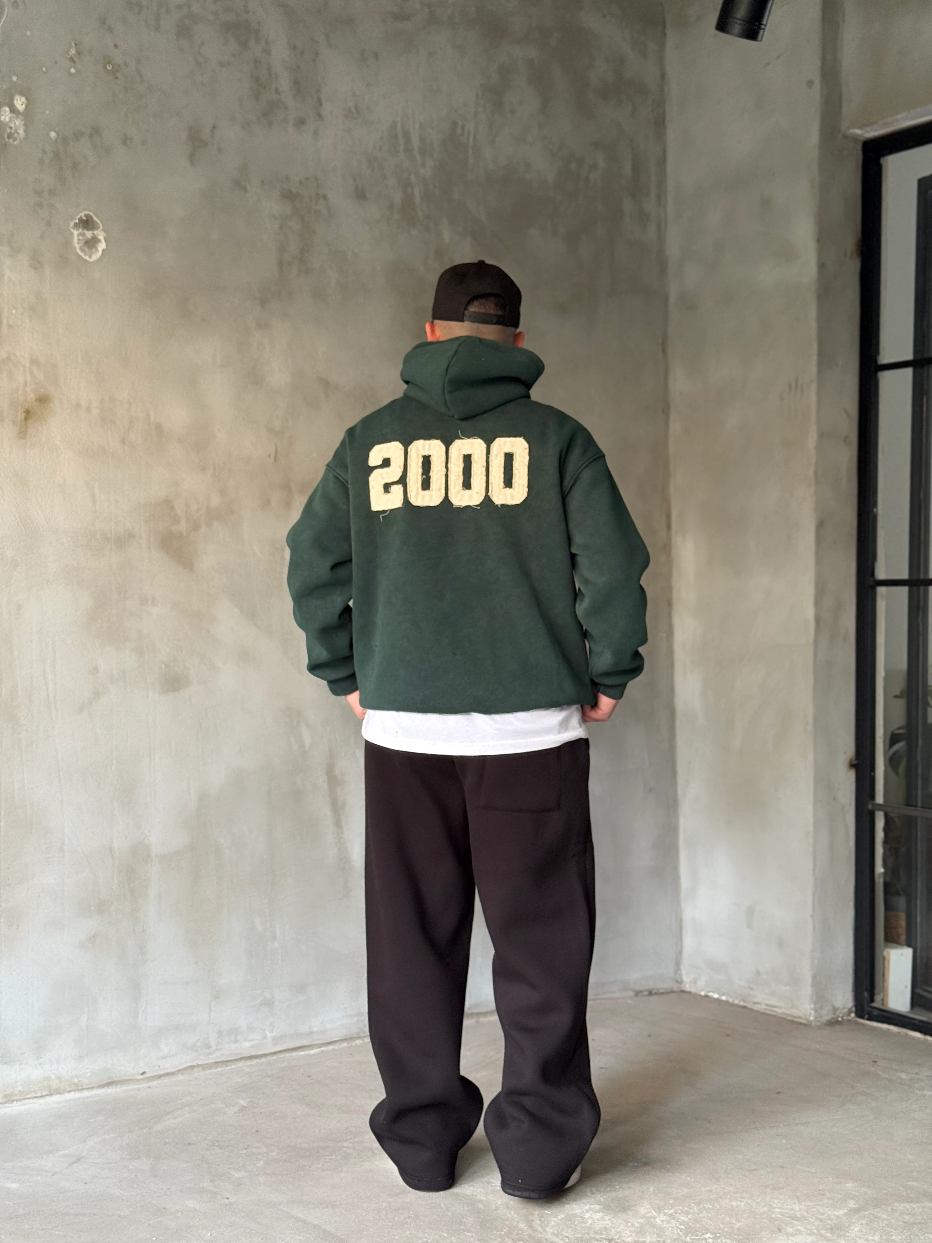 Haki Yıkamalı 2000 Patchli Yıkamalı Oversize Sweatshirt