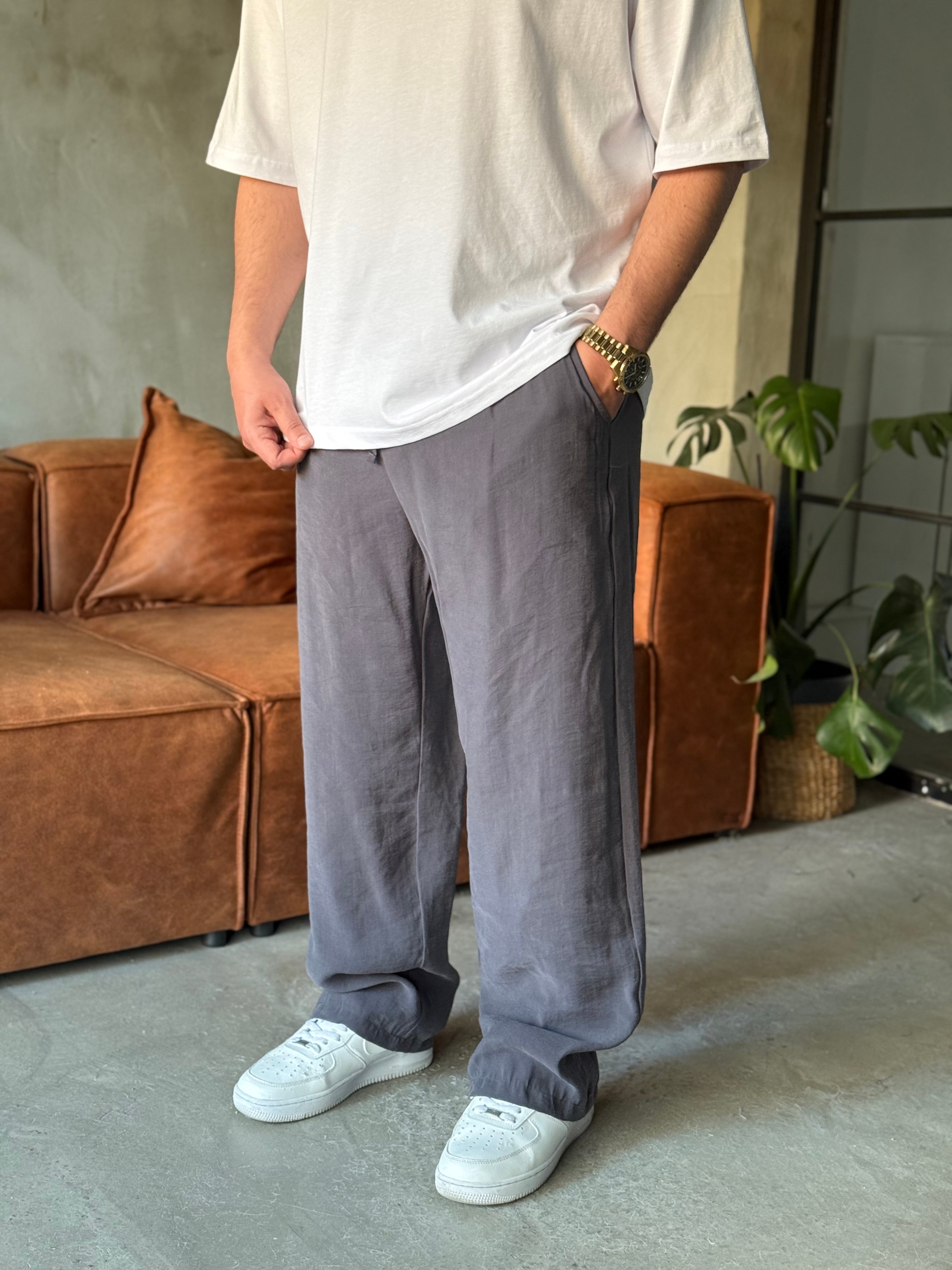 Antrasit Tensel Kumaş Baggy Pantolon