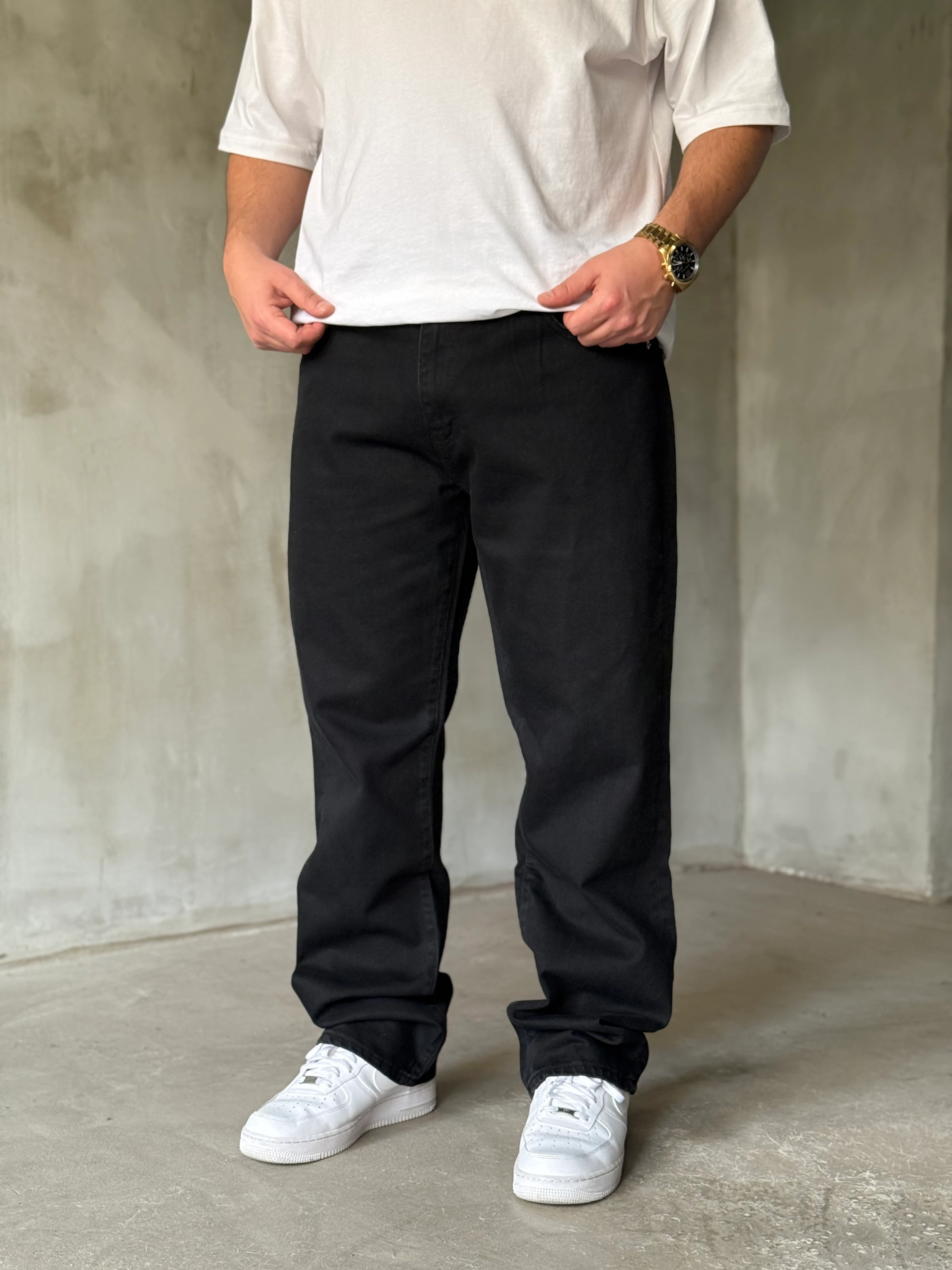 Siyah Baggy Kot Pantolon