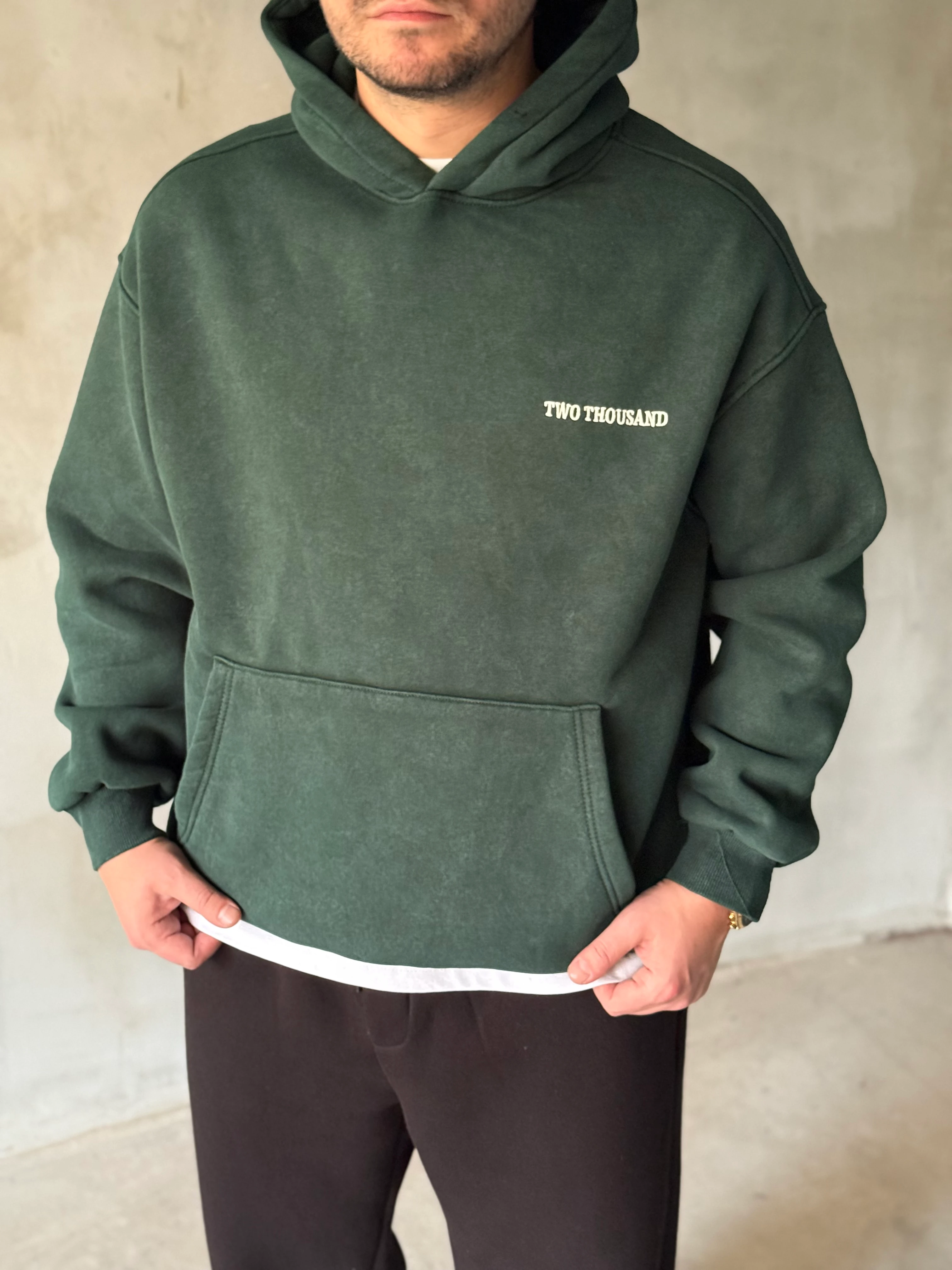 Haki Yıkamalı 2000 Patchli Yıkamalı Oversize Sweatshirt