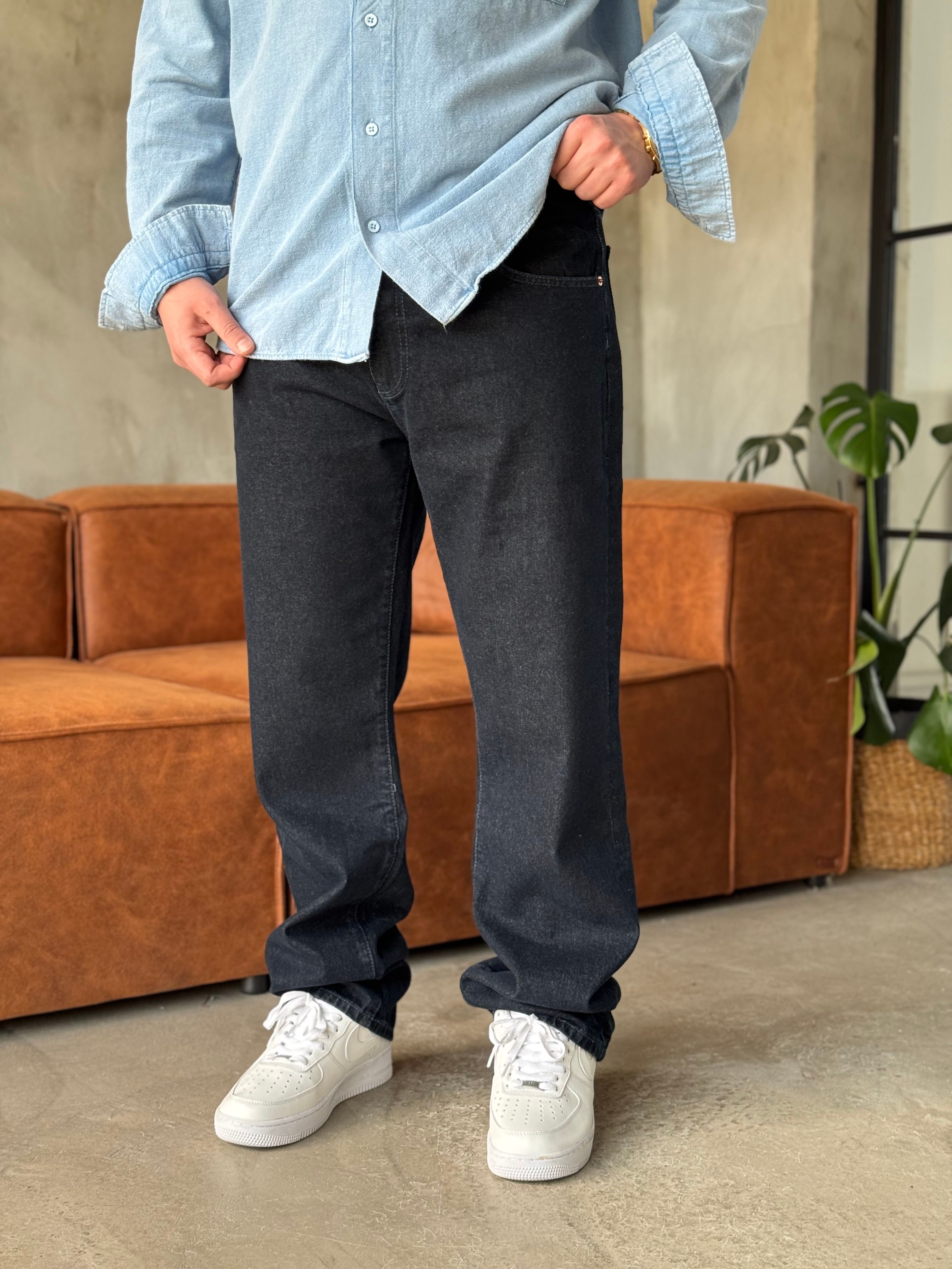 Lacivert Baggy Kalıp Kot Pantolon