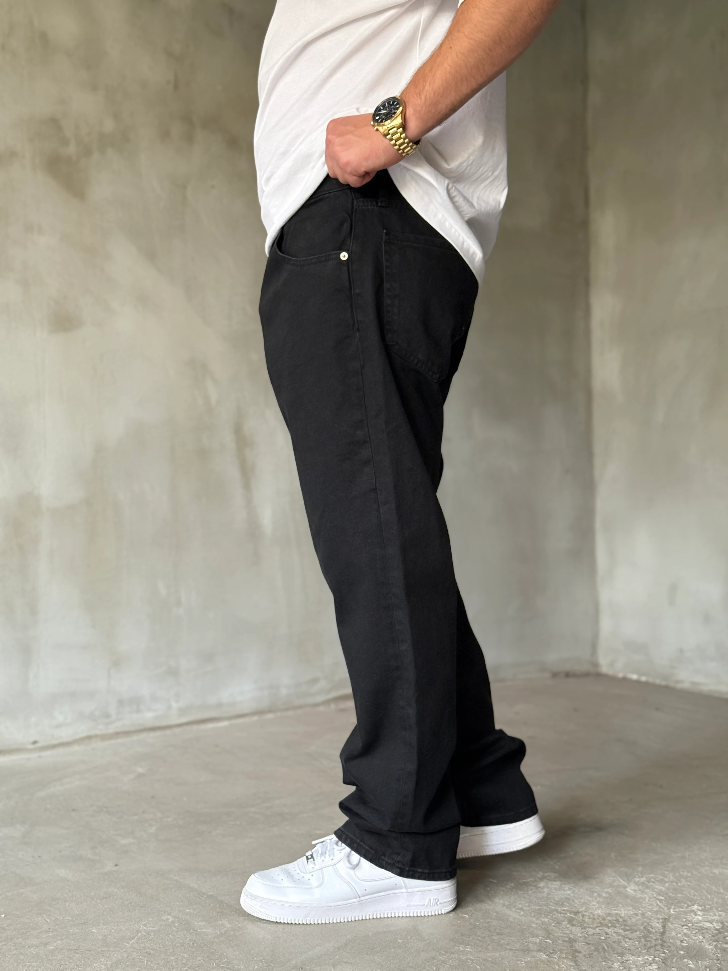 Siyah Baggy Kot Pantolon