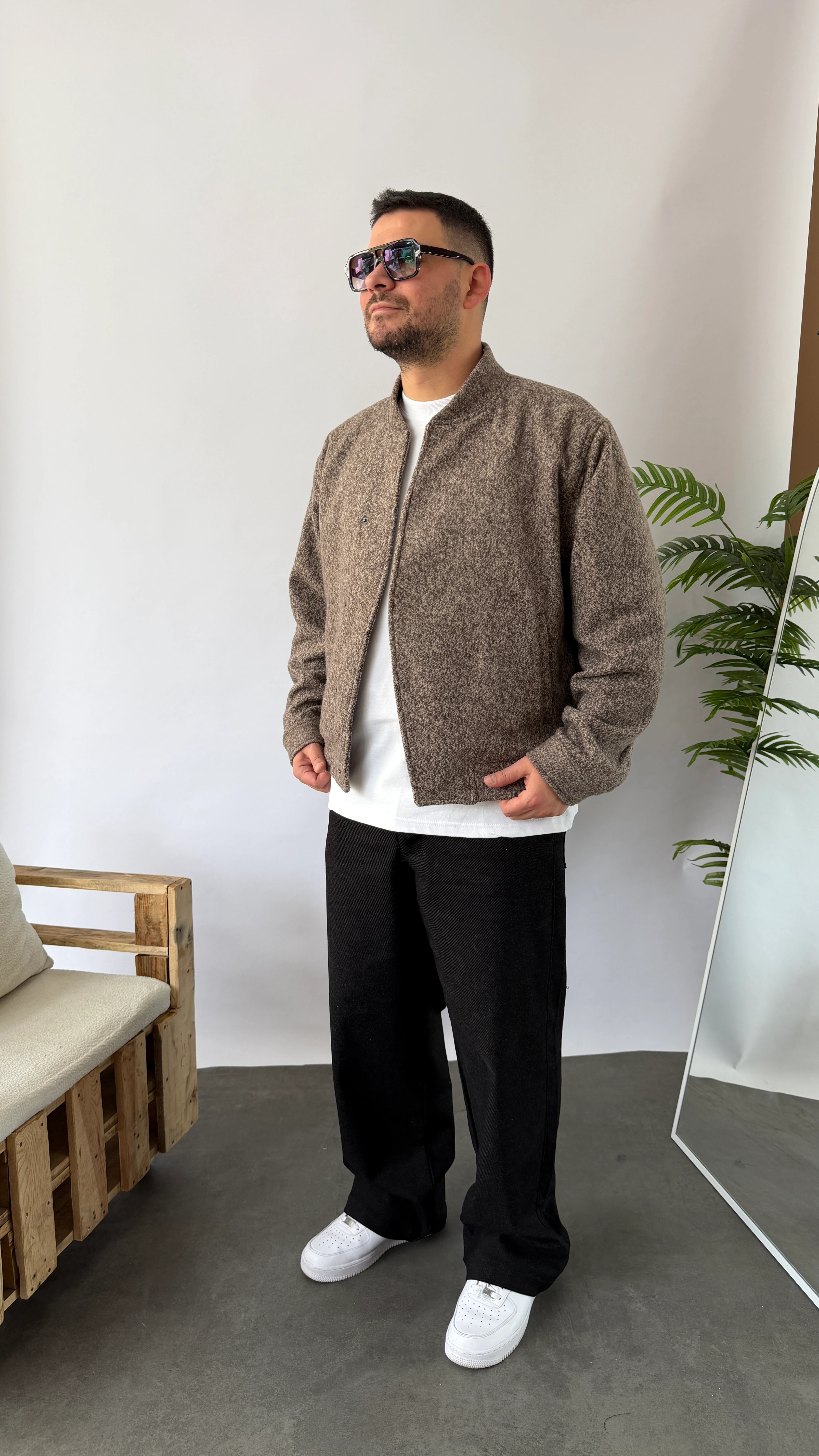 Krem Kaşe Boxy Fit Ceket