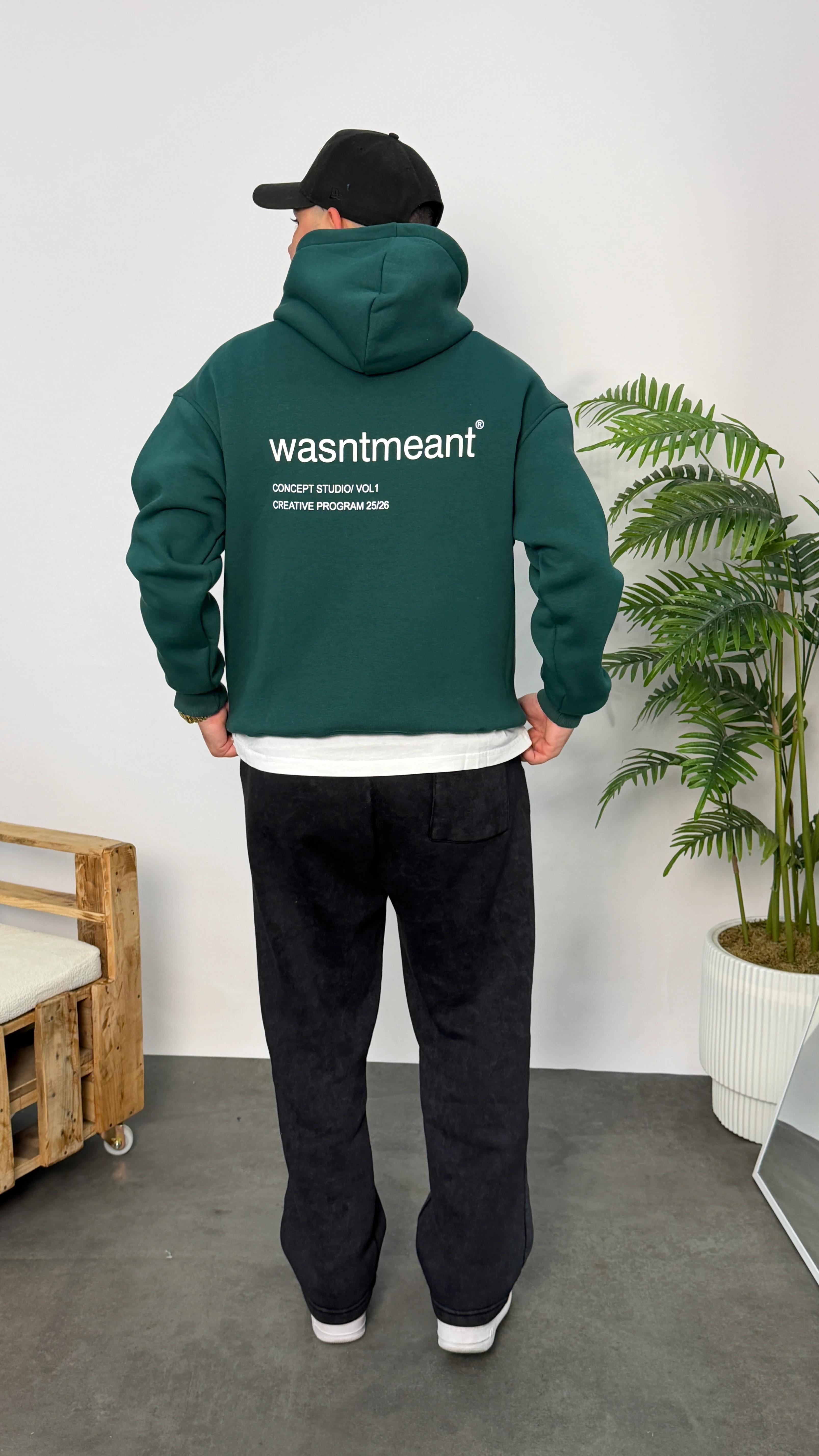Yeşil Baskılı Yazılı Oversize Sweatshirt