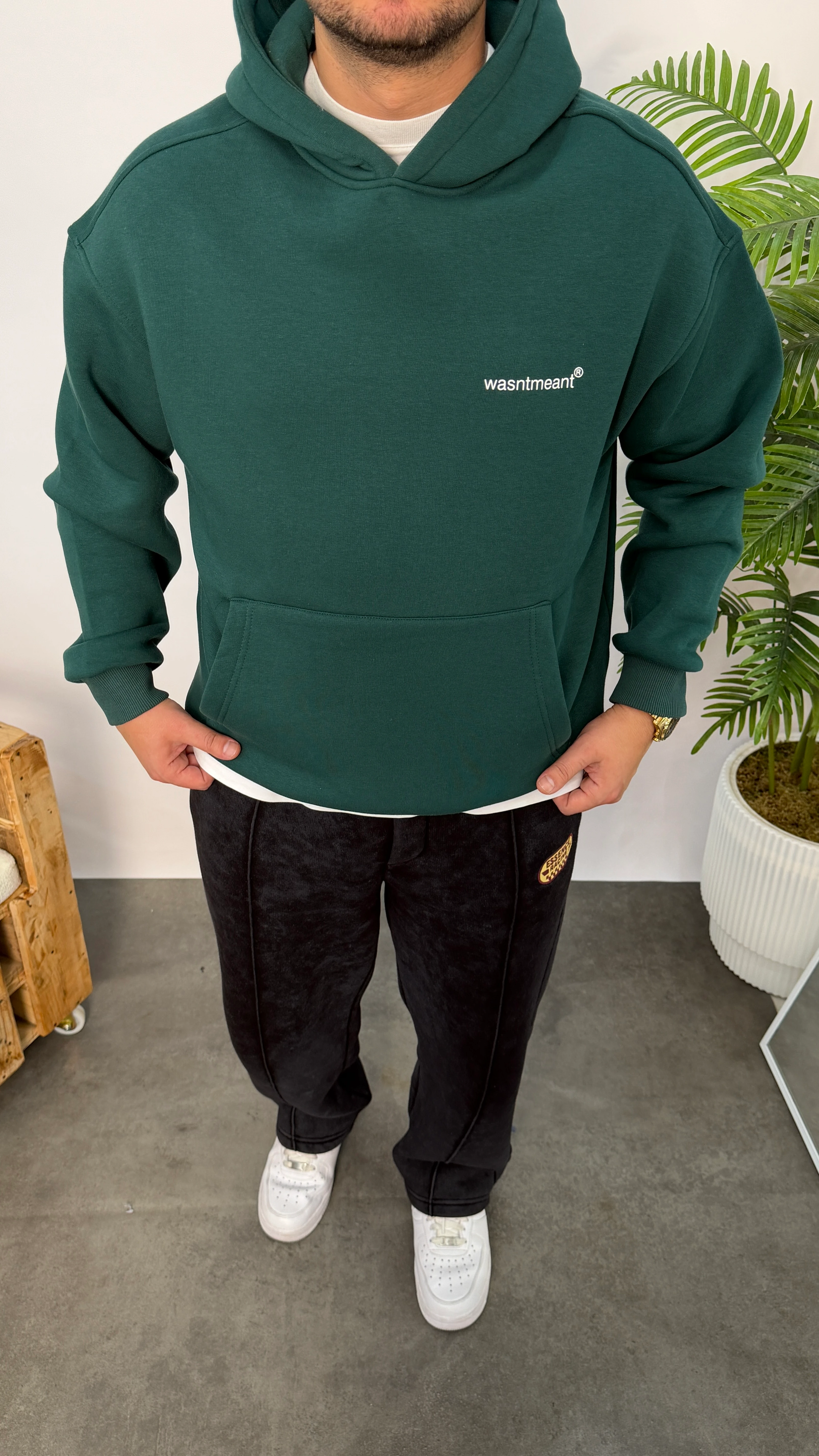 Yeşil Baskılı Yazılı Oversize Sweatshirt