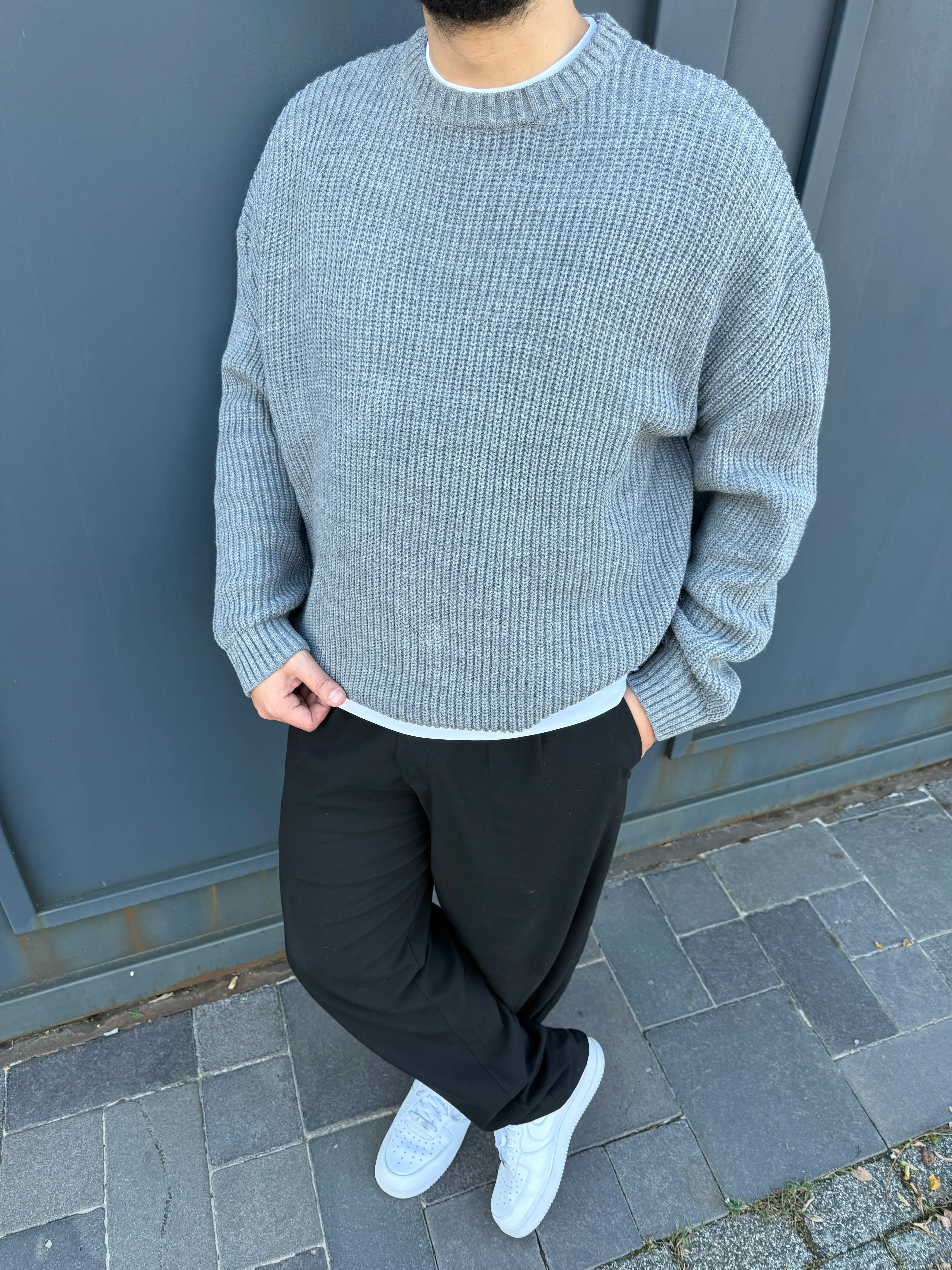 Giesto Gri Oversize Triko Kazak