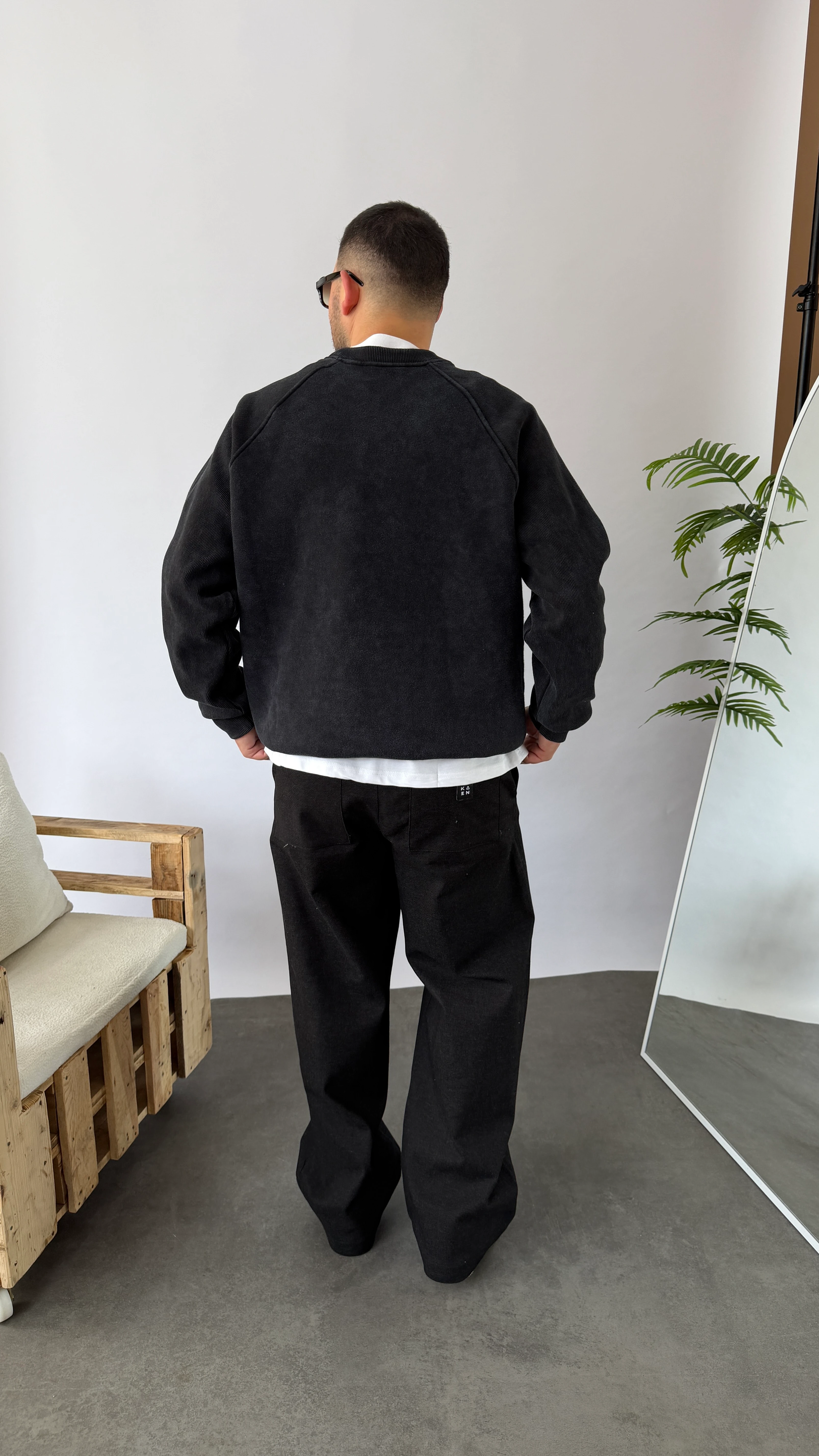 Vintage Nakışlı Oversize Yıkamalı Sweatshirt