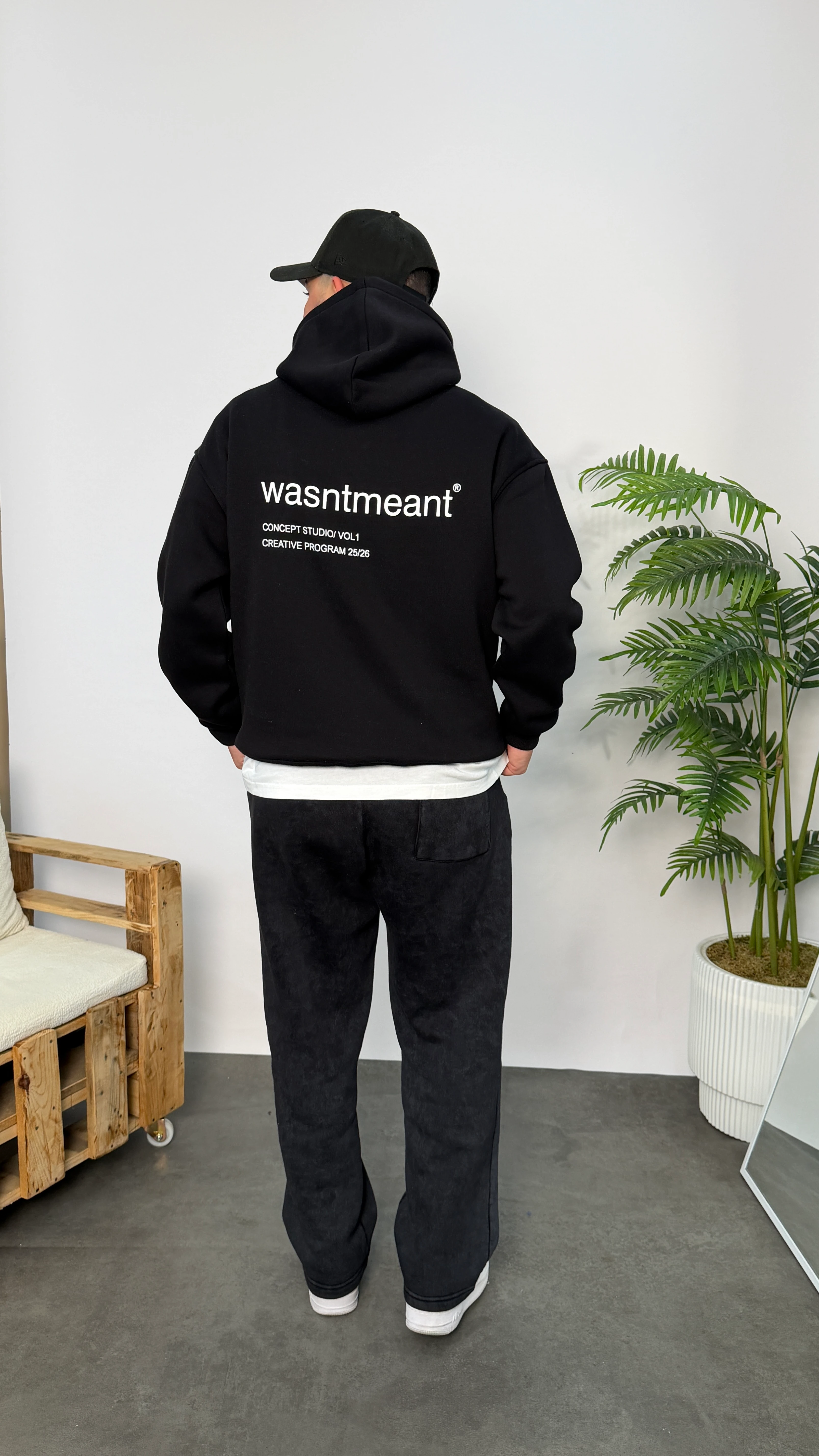 Siyah Baskılı Yazılı Oversize Sweatshirt