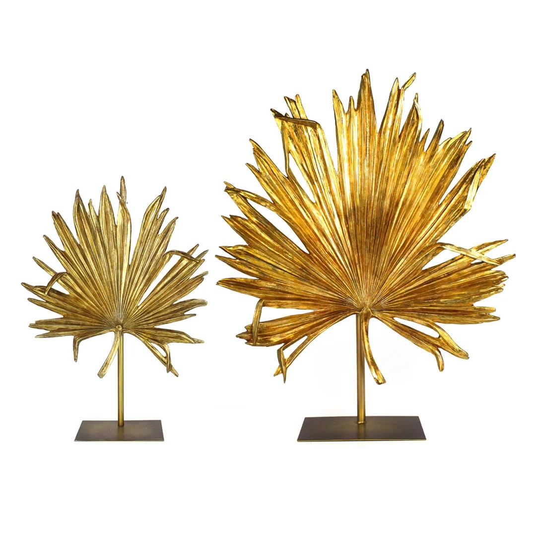 Golden Palm Leaf Object - Set of 3