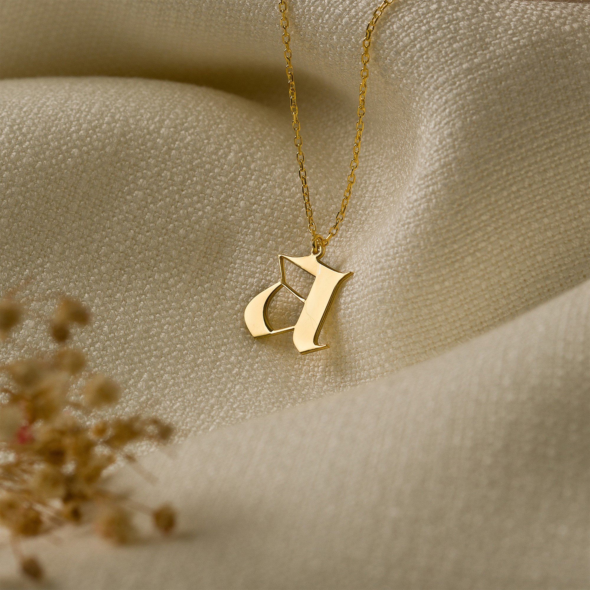 Gothic Font Initial Necklace