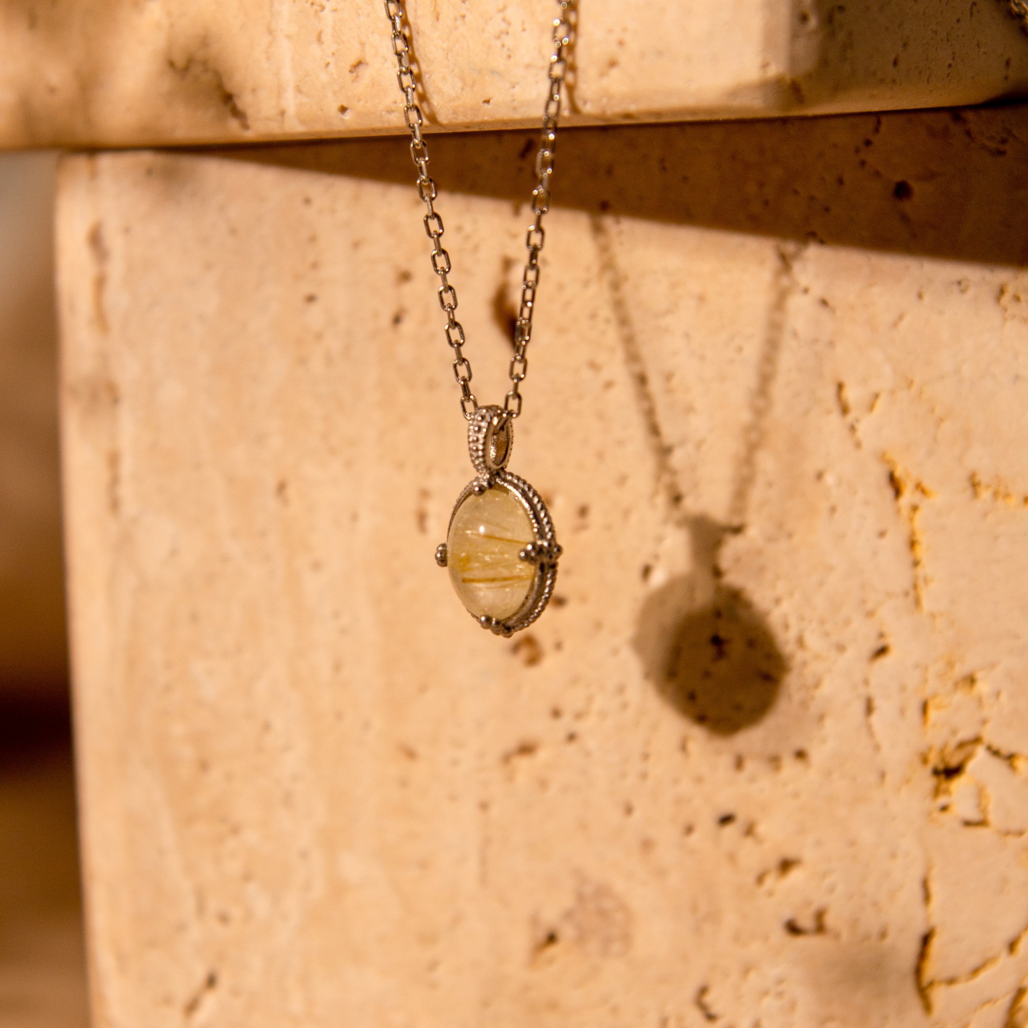 Silver Moon Stone Necklace