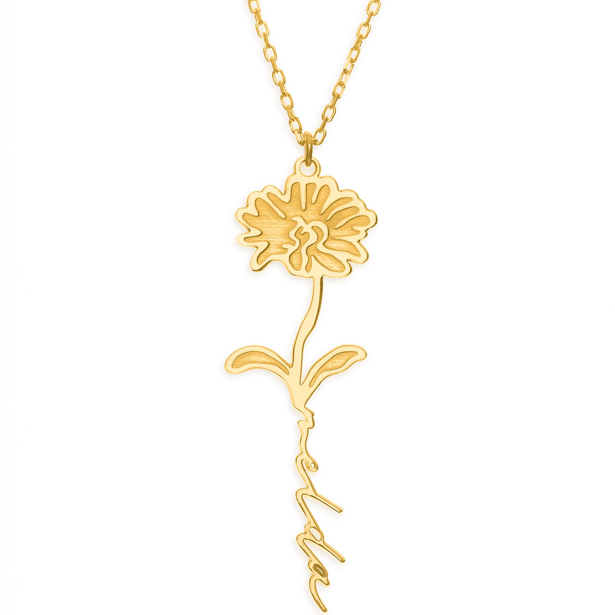 Birth Flower with Name Necklace