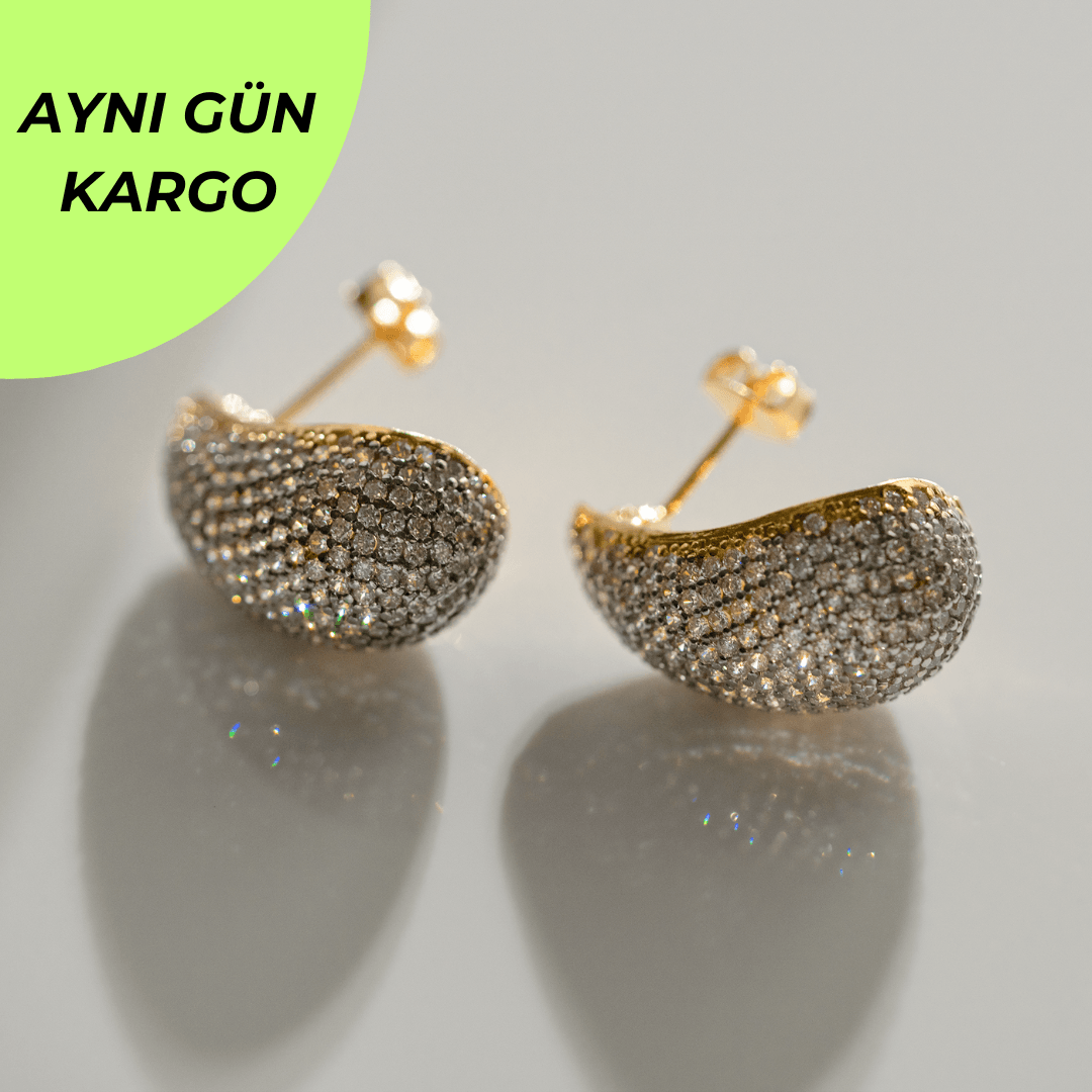 Taşlı Damla Küpe | 925 Gümüş