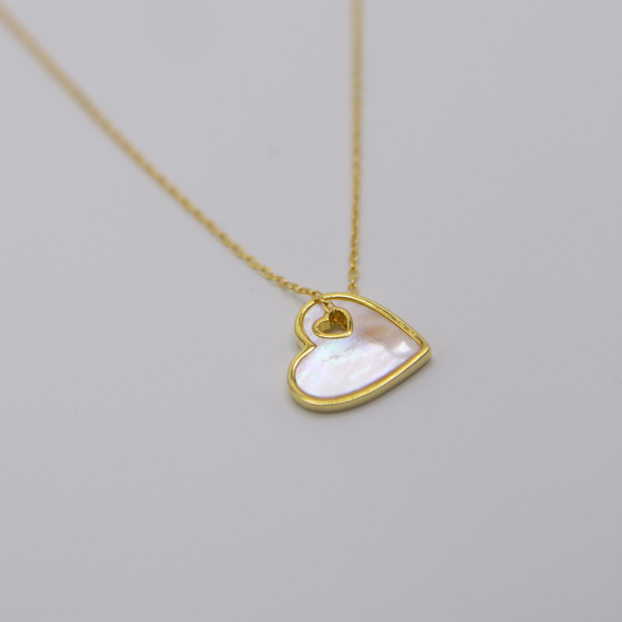 Mother of Pearl White Stone Heart Necklace