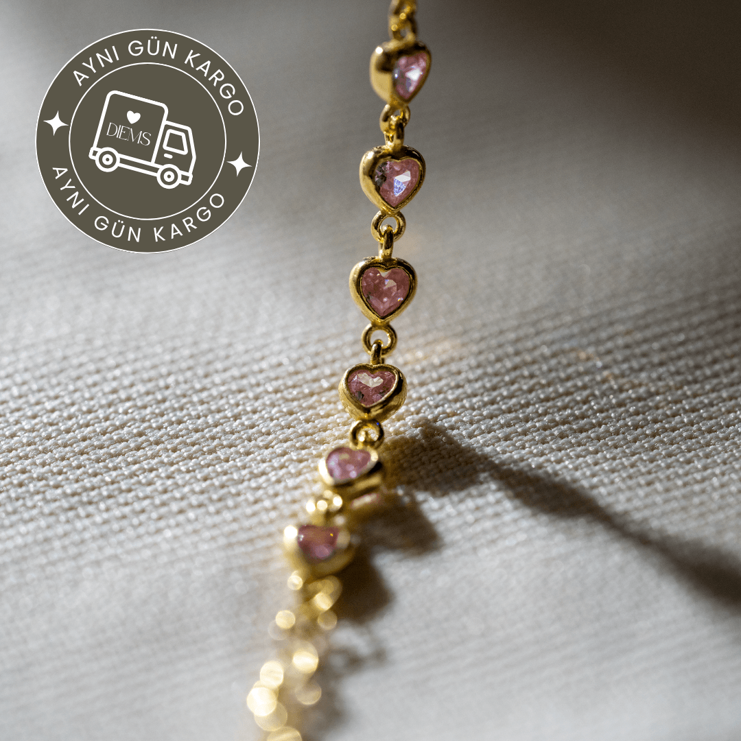 Pembe Heartline Bileklik| 925 Gümüş