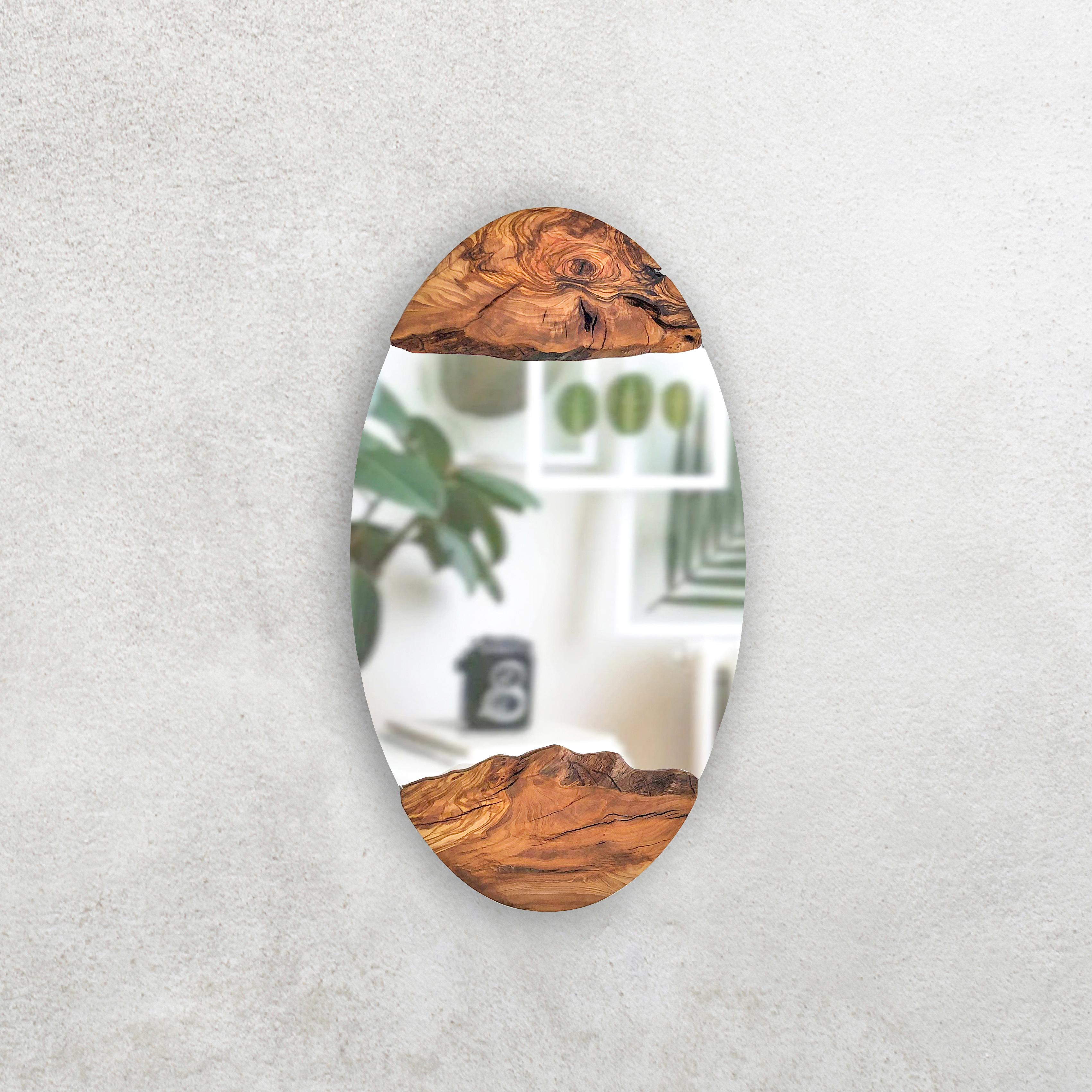 Made to Order | Ellipse Rustic Decorative Wall Mirror | Live edge Wood Framed Wall Mirror